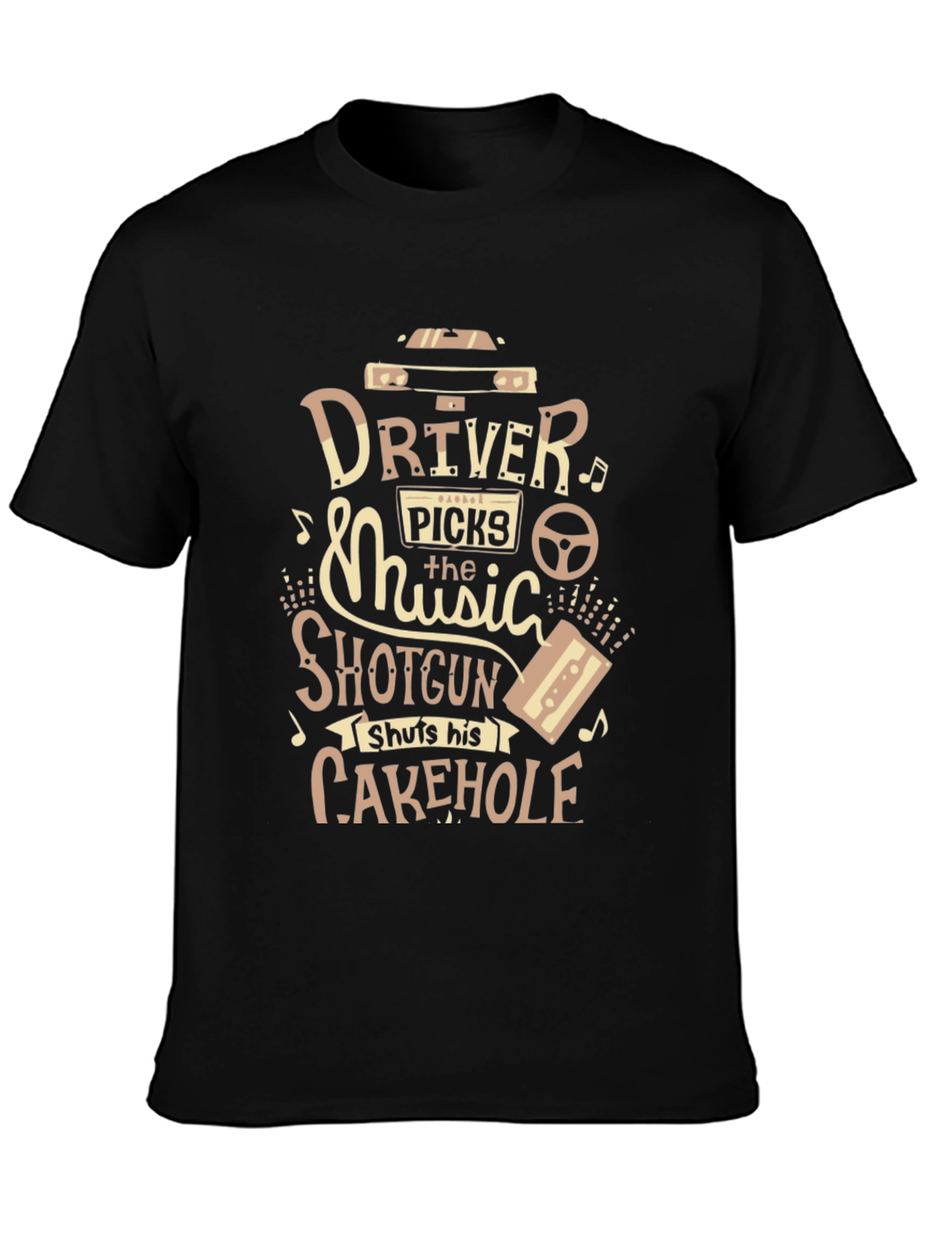 Black Driver Picks The Music Graphic T-Shirt view 3