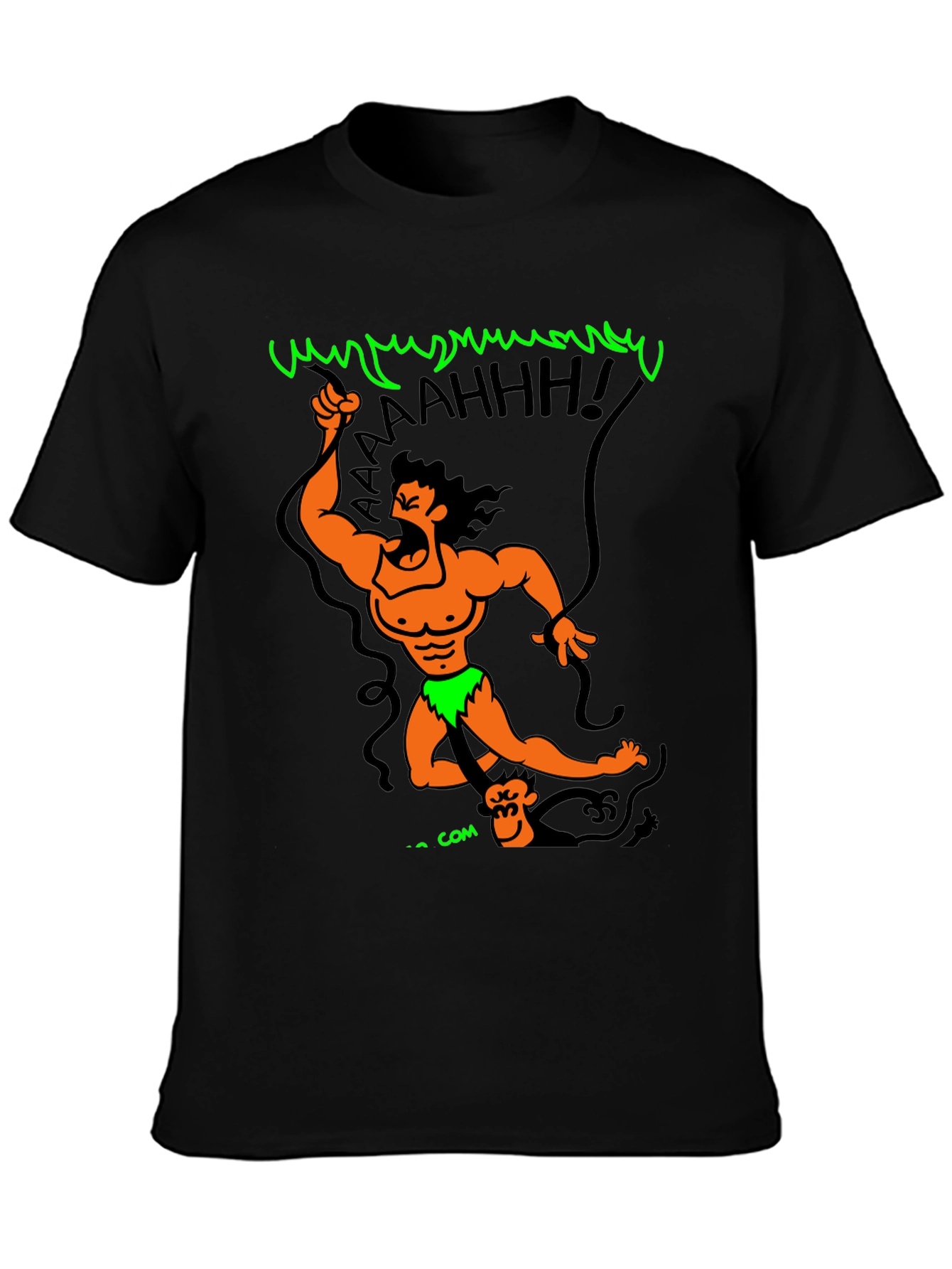 Black Cartoon Tarzan Graphic Black T-Shirt view 3