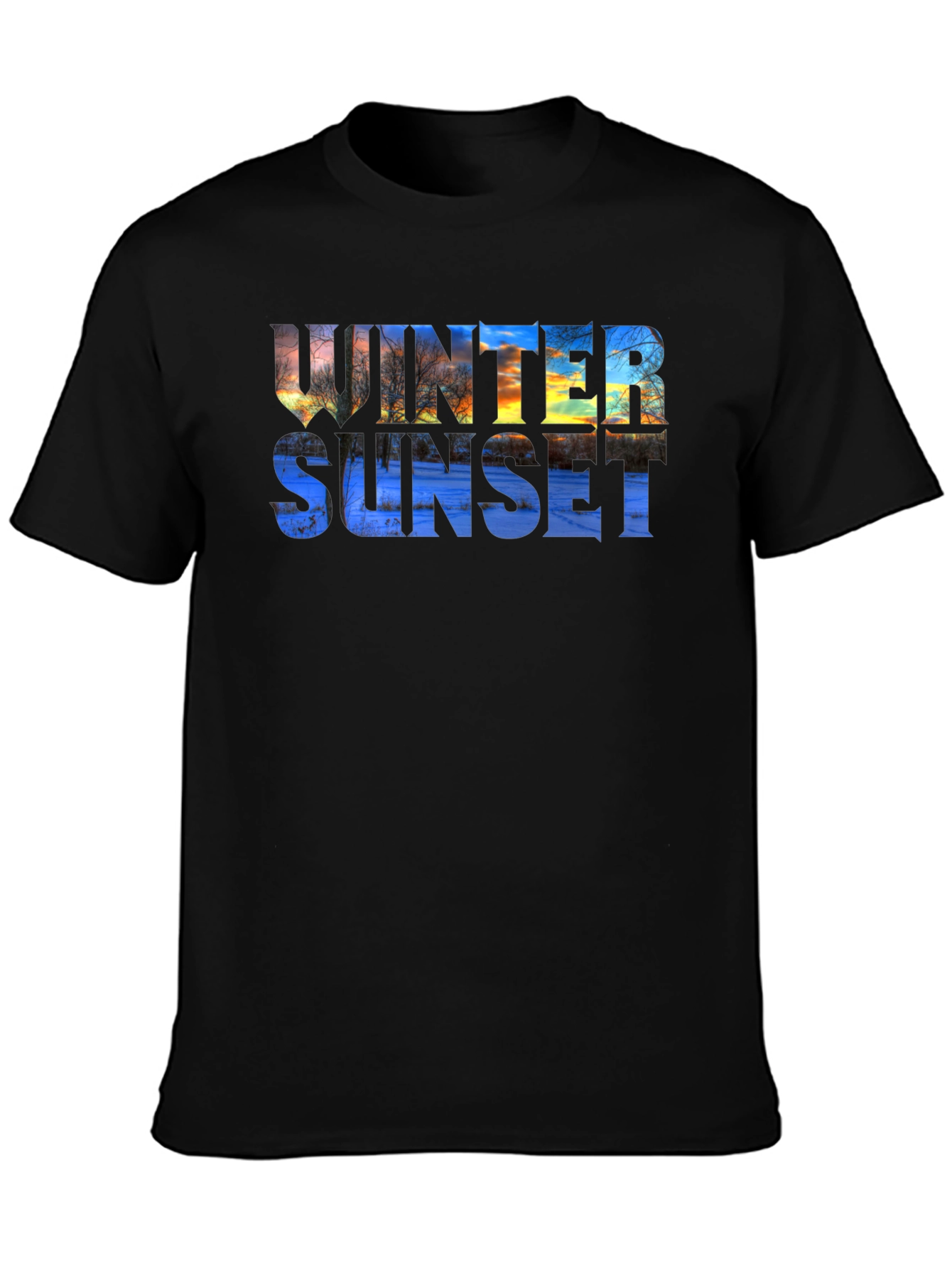 Black Winter Sunset Graphic T-Shirt - Stylish & Unique view 3