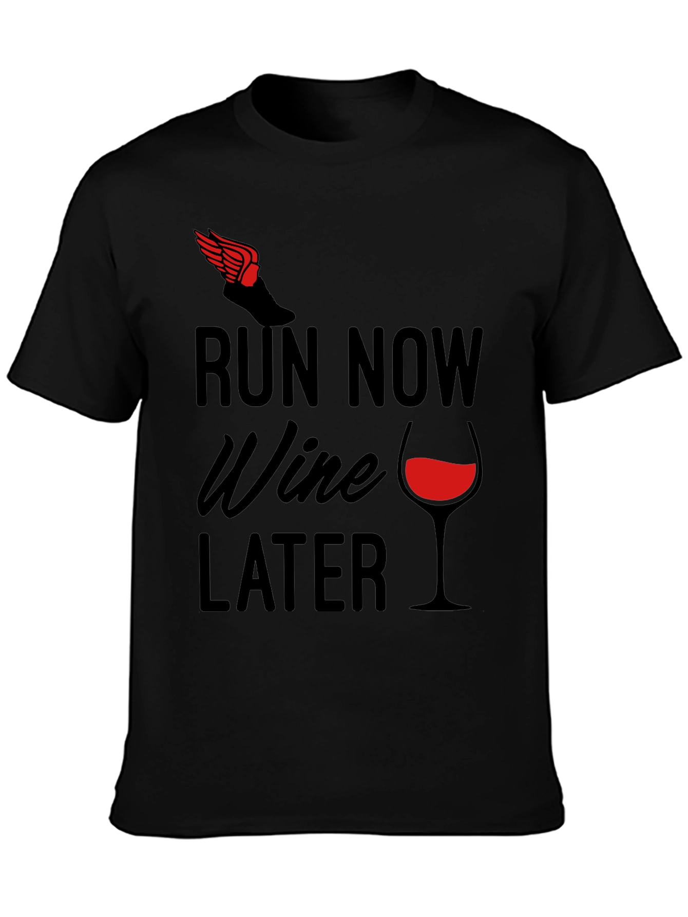 Black Run Now Wine Later Graphic Tee view 3