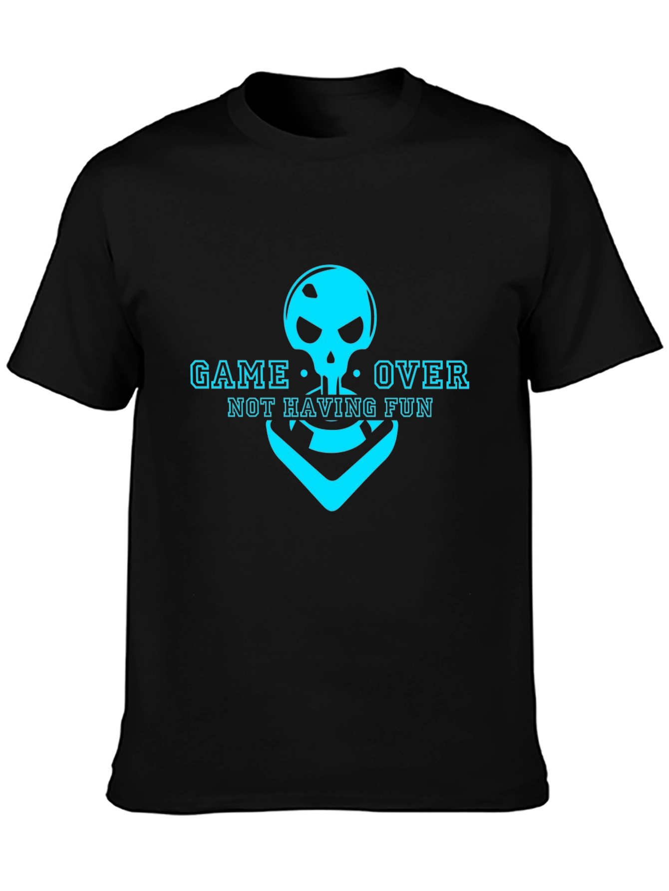 Black Game Over Skull T-Shirt - Not Having Fun Gamer Tee view 3