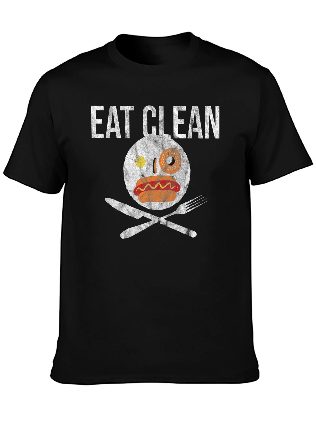 Black Eat Clean Graphic Tee Funny Foodie T-Shirt view 3