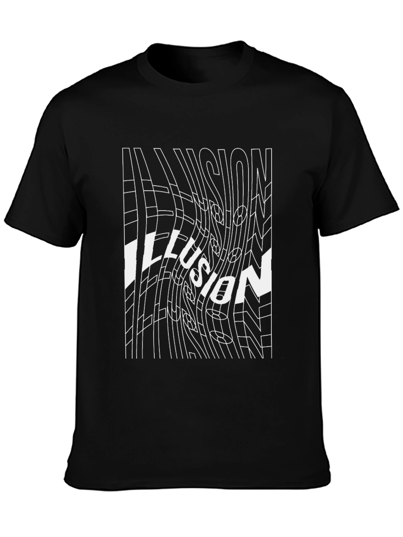 Black Optical Illusion Graphic Tee - Black view 3