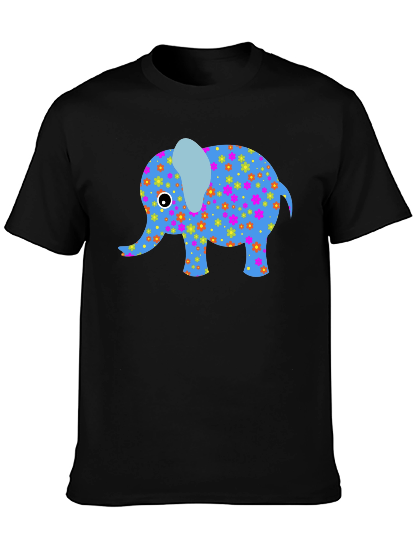 Black Floral Elephant Graphic Tee - Black view 3