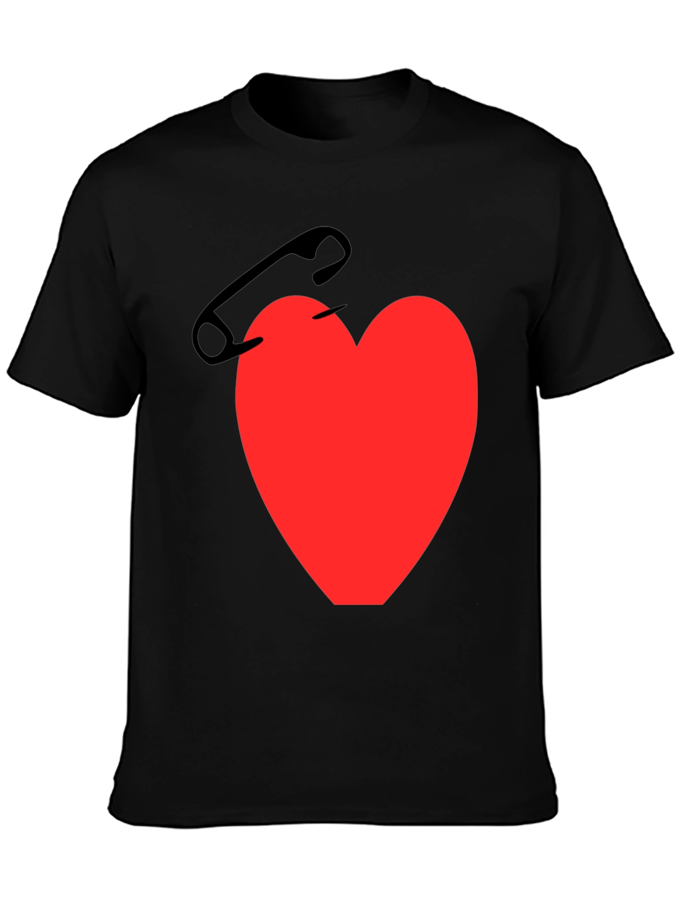 Black Heart & Safety Pin Graphic T-Shirt - Black view 3