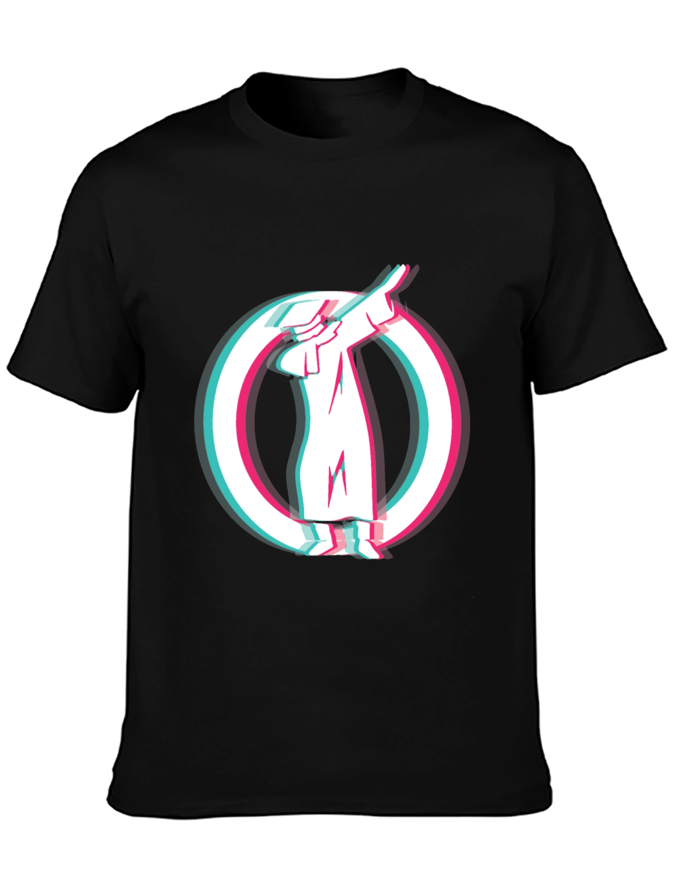 Black Dabbing Figure Graphic Print Tee - Black Cotton Blend view 3
