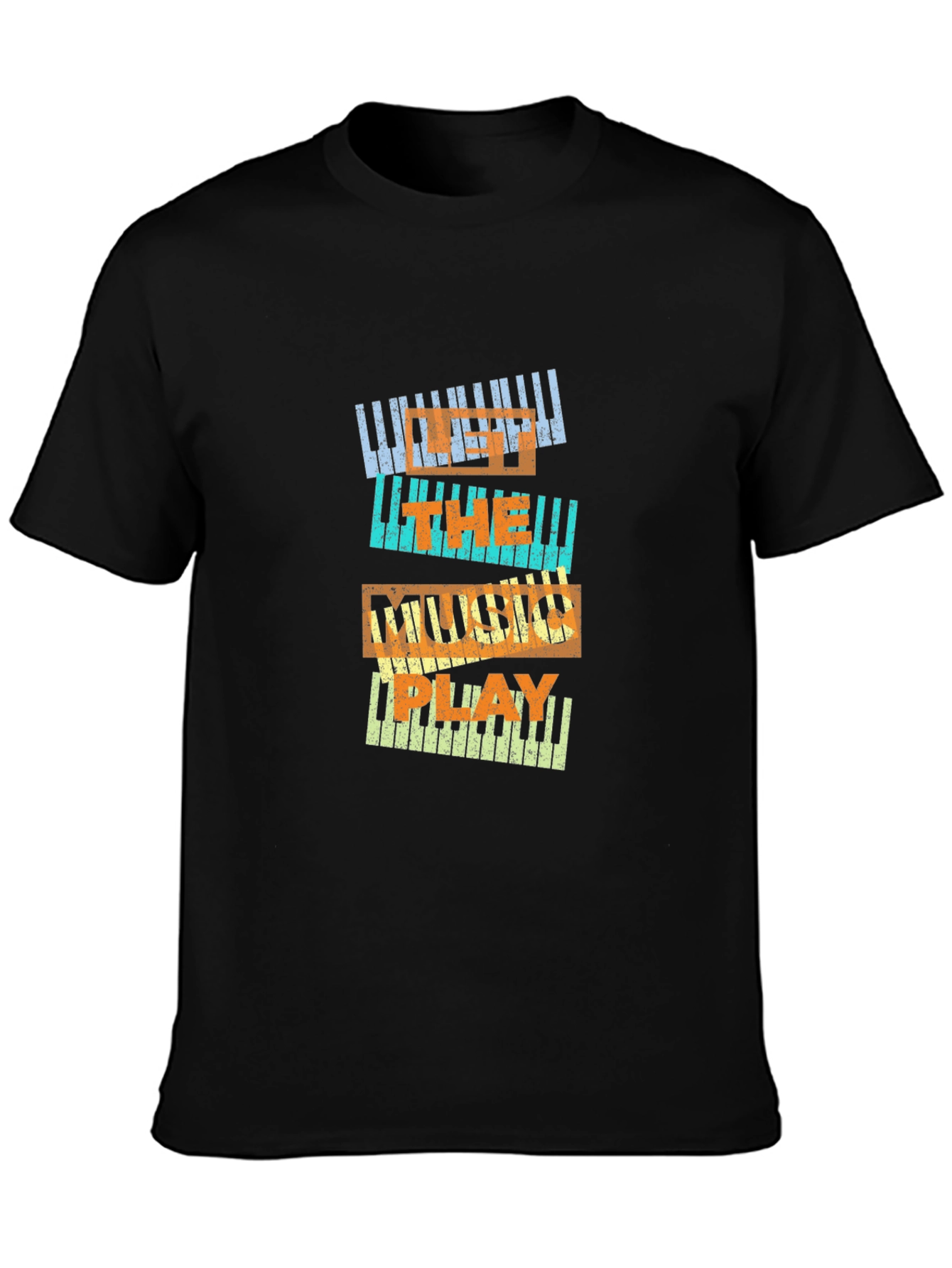 Black Music Lover Piano Keys T-Shirt view 3
