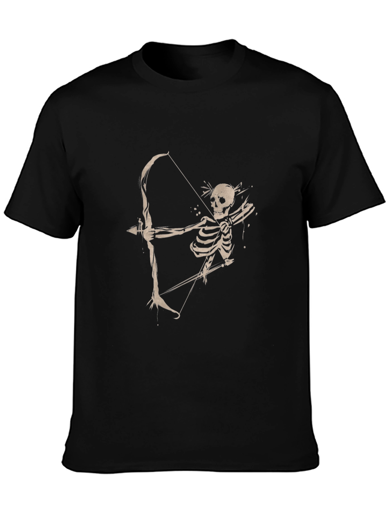 Black Skeleton Archer Graphic Tee - Classic Black T-Shirt view 3