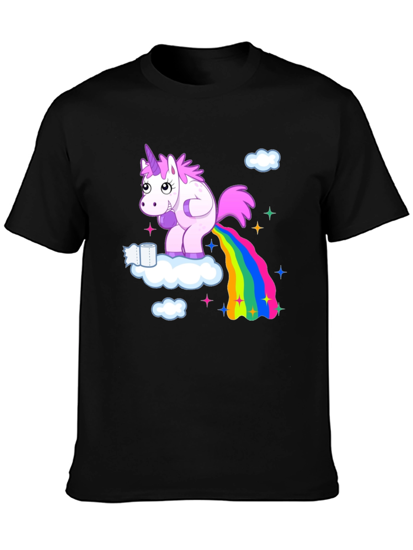 Black Unicorn Rainbow Humor T-Shirt view 3