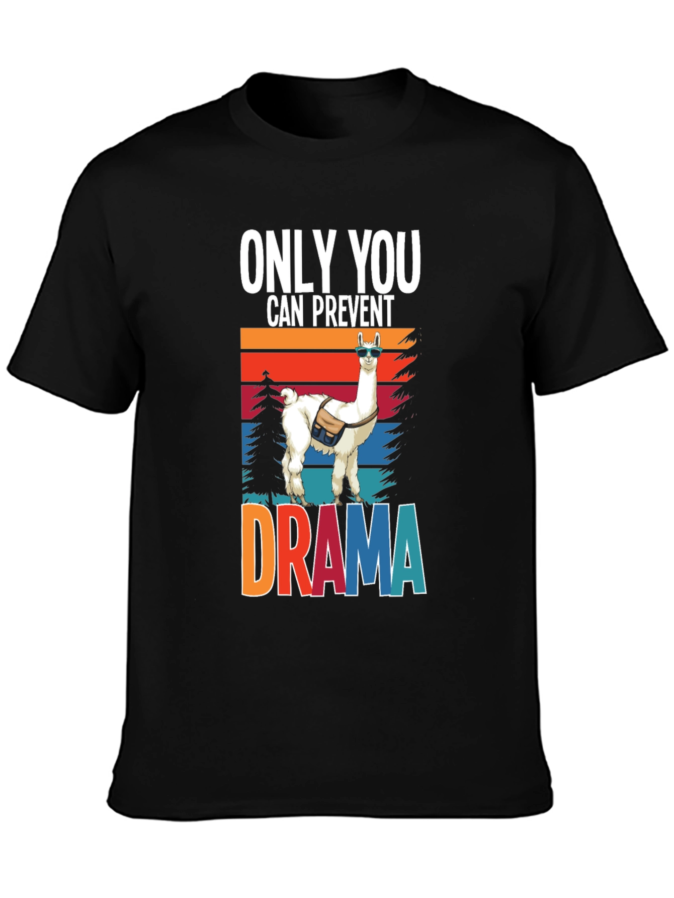Black Only You Can Prevent Drama Llama Graphic Tee view 3