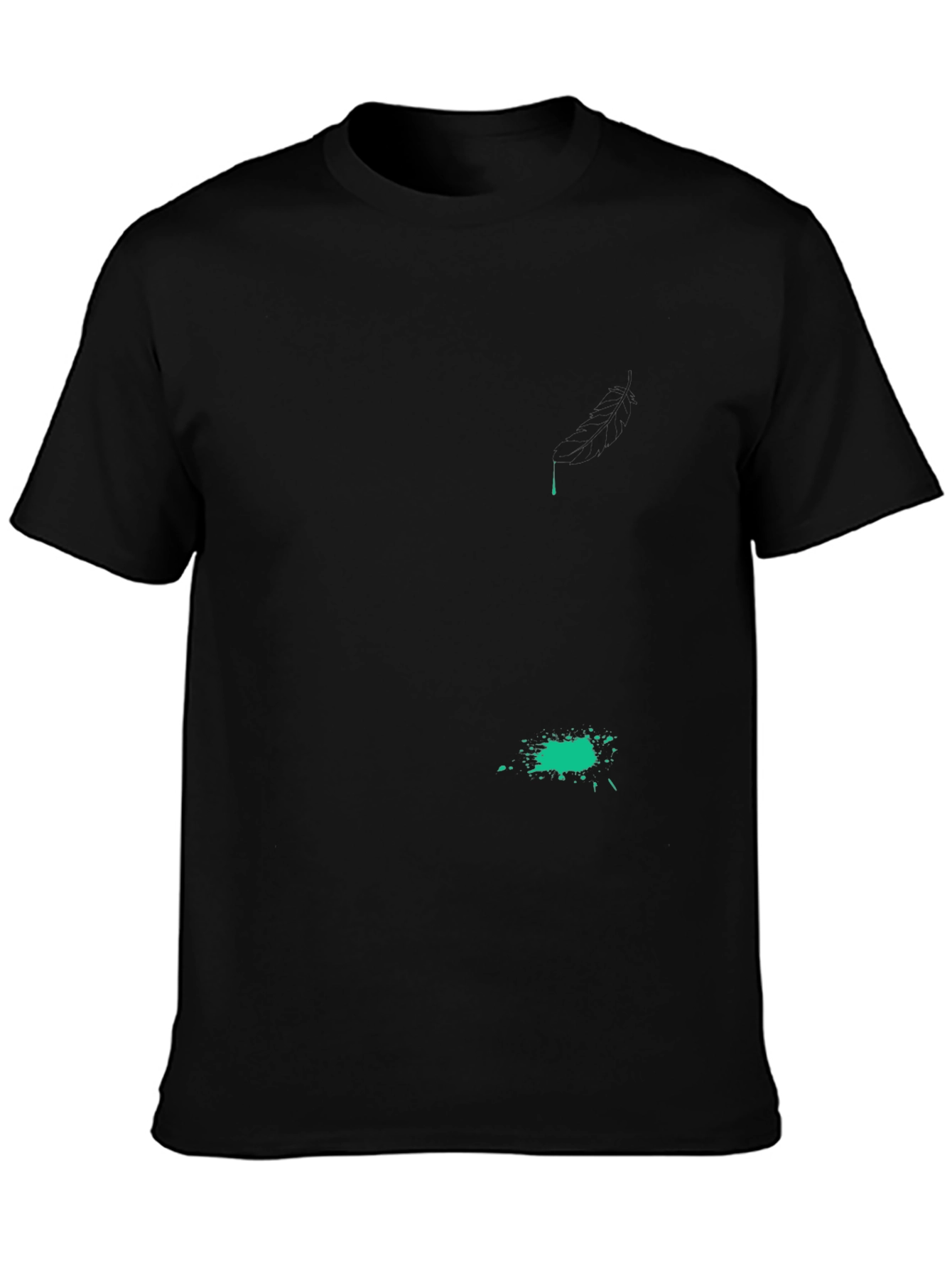 Black Black T-Shirt with Abstract Green Graphic view 3