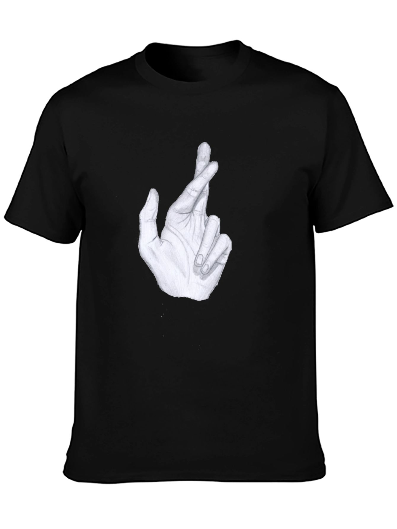 Black Crossed Fingers Graphic Tee - Stylish Men's Black T-Shirt view 3