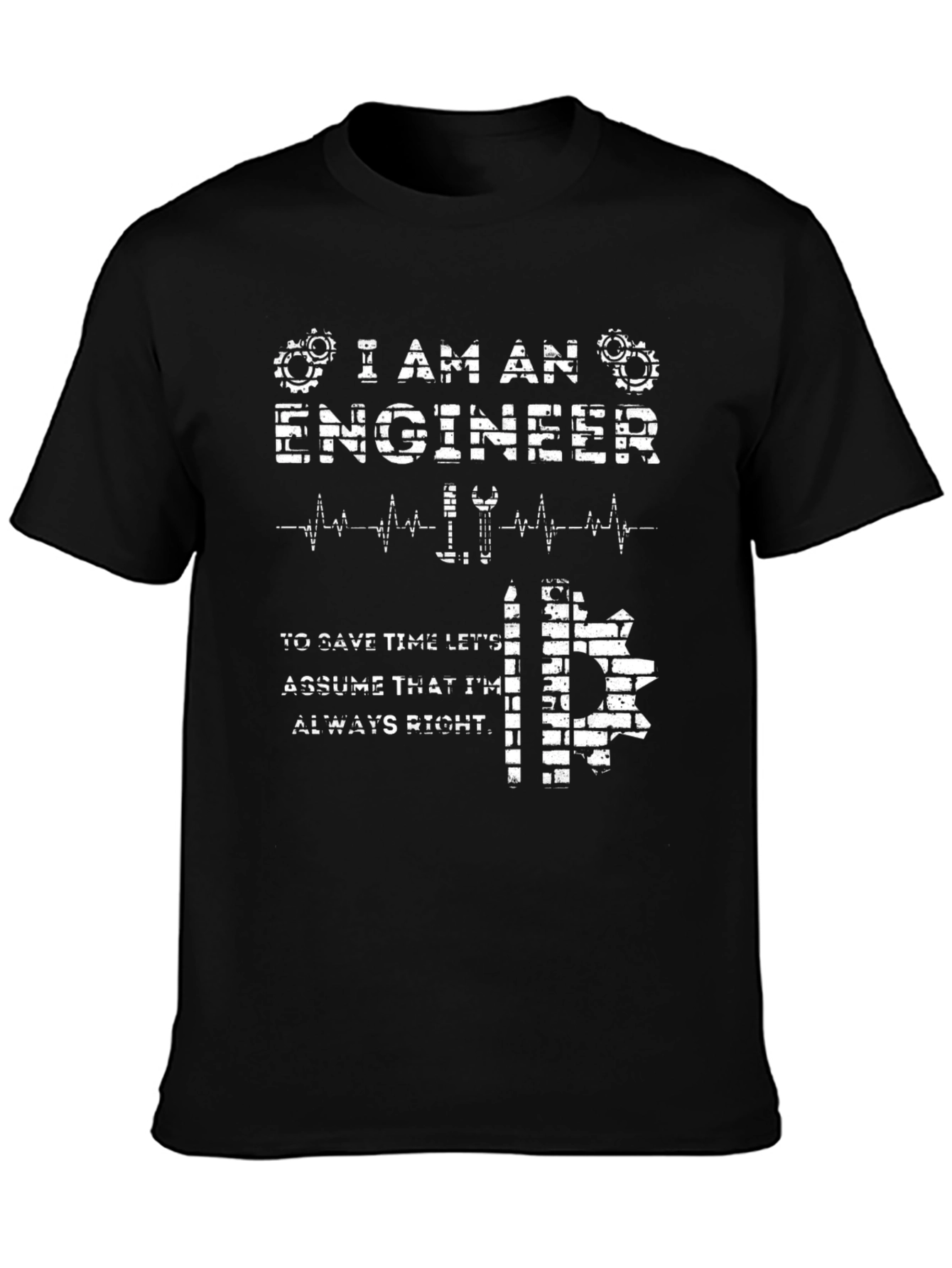 Black I Am An Engineer T-Shirt - Funny Engineering Gift view 3