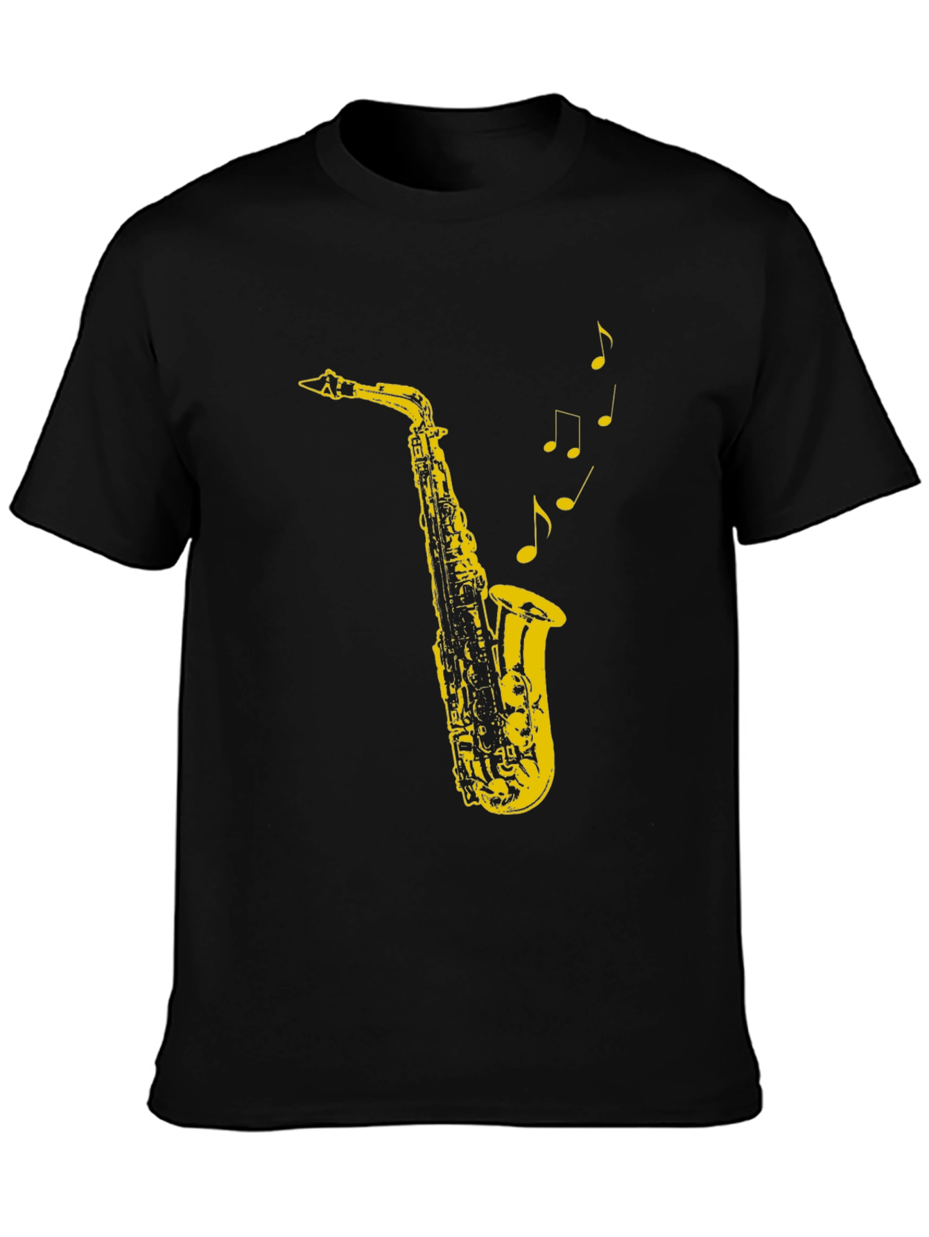 Black Cool Saxophone Music T-Shirt view 3