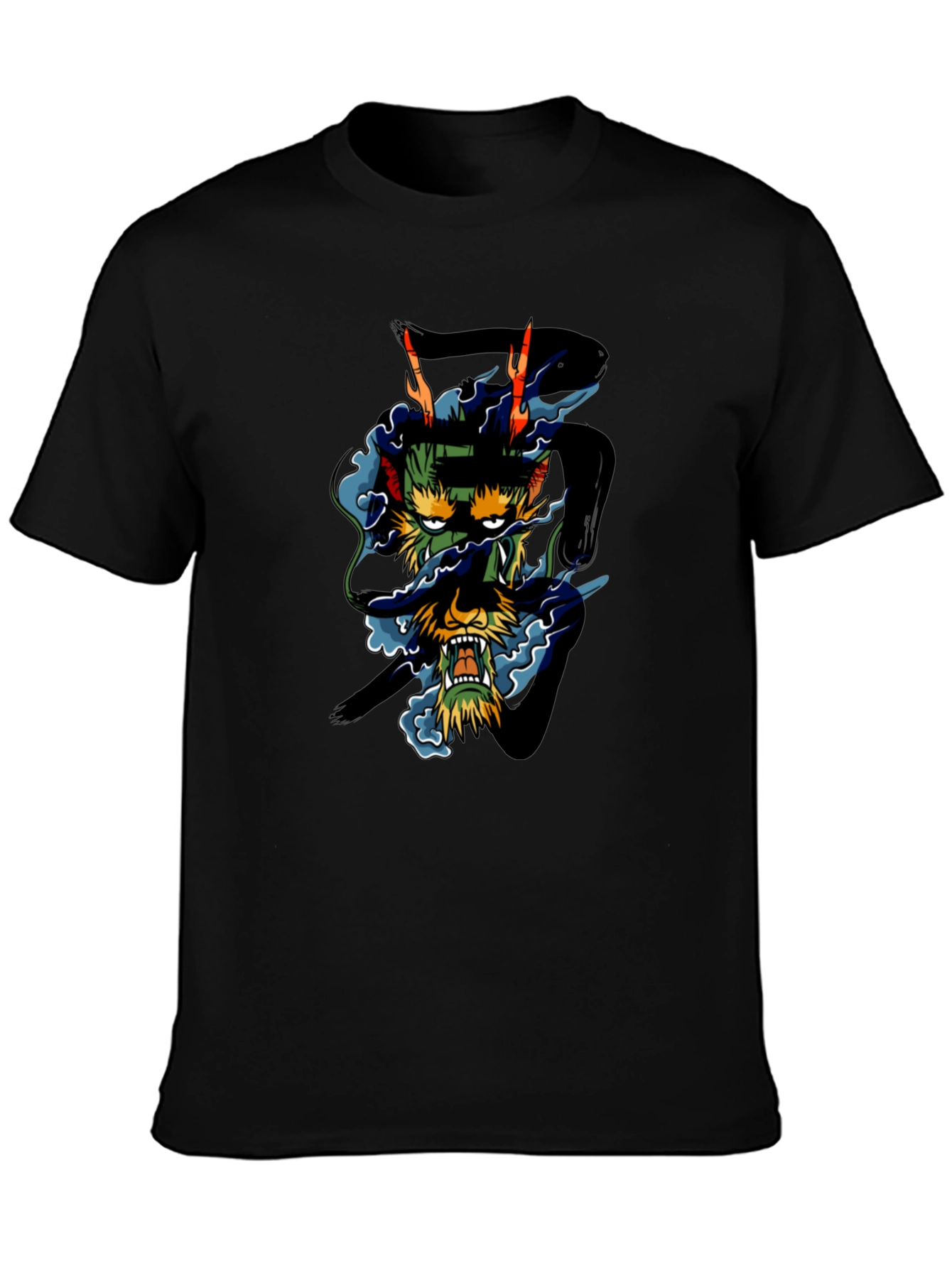 Black Dragon Graphic Black T-Shirt - Unique Design view 3