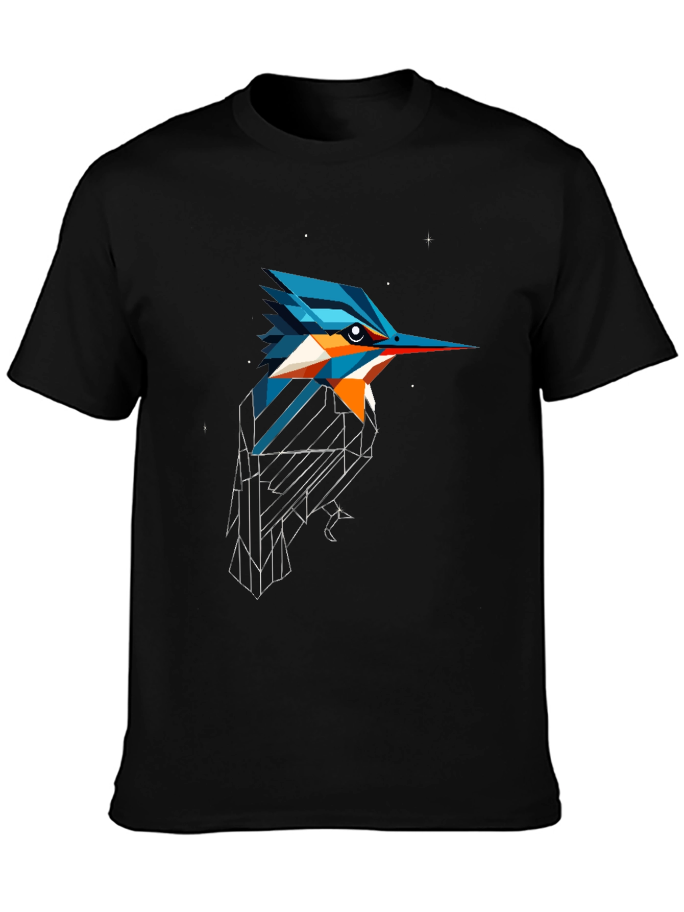 Black Geometric Kingfisher Graphic Tee view 3