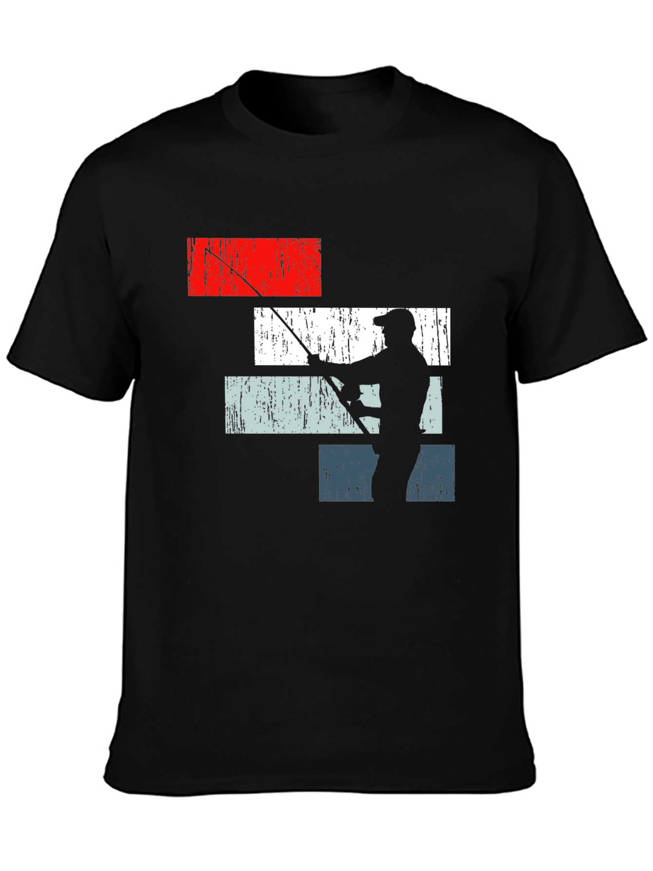 Black Fishing Silhouette Graphic T-Shirt - Angler Style view 3