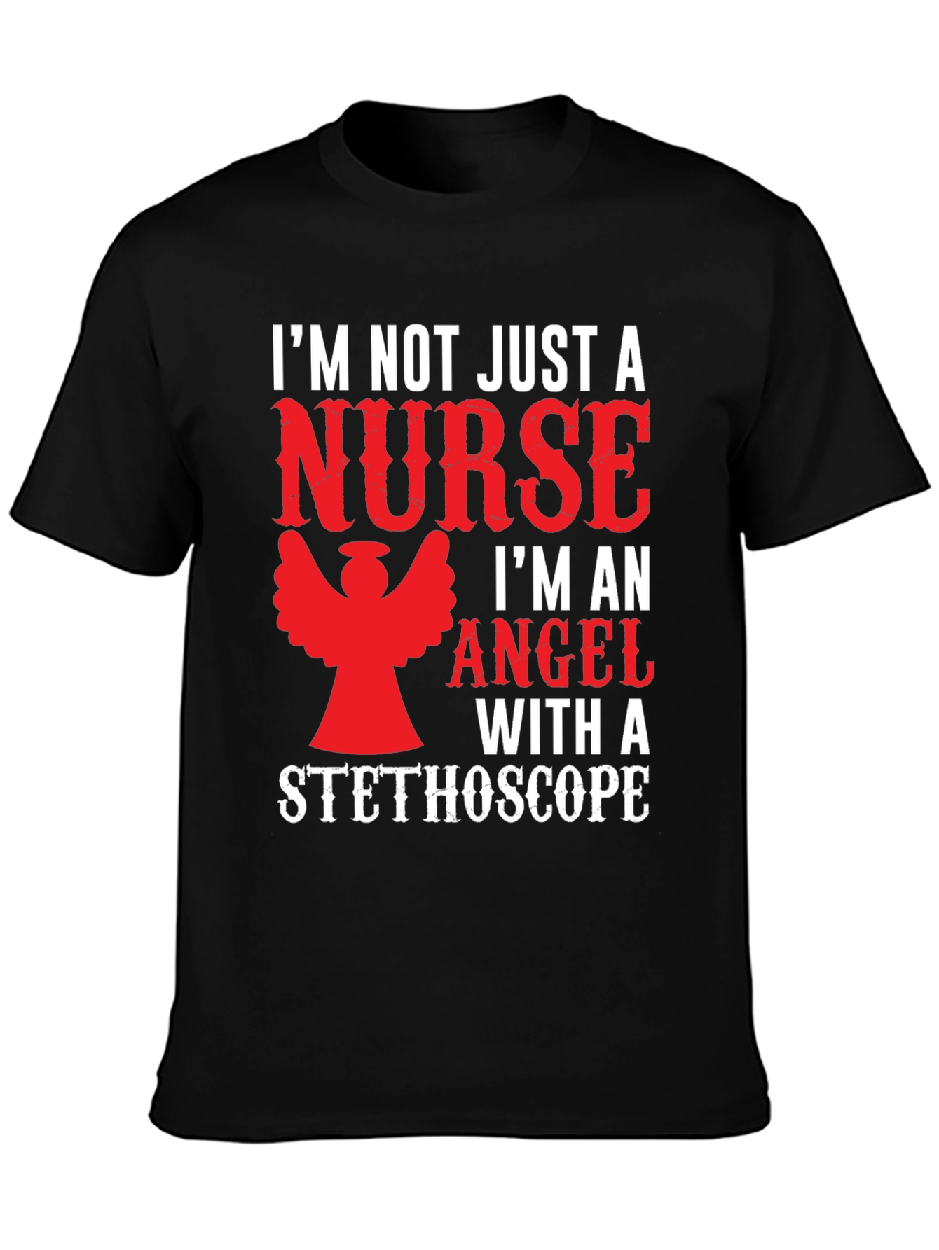 Black Nurse Angel T-Shirt Funny Gift view 3