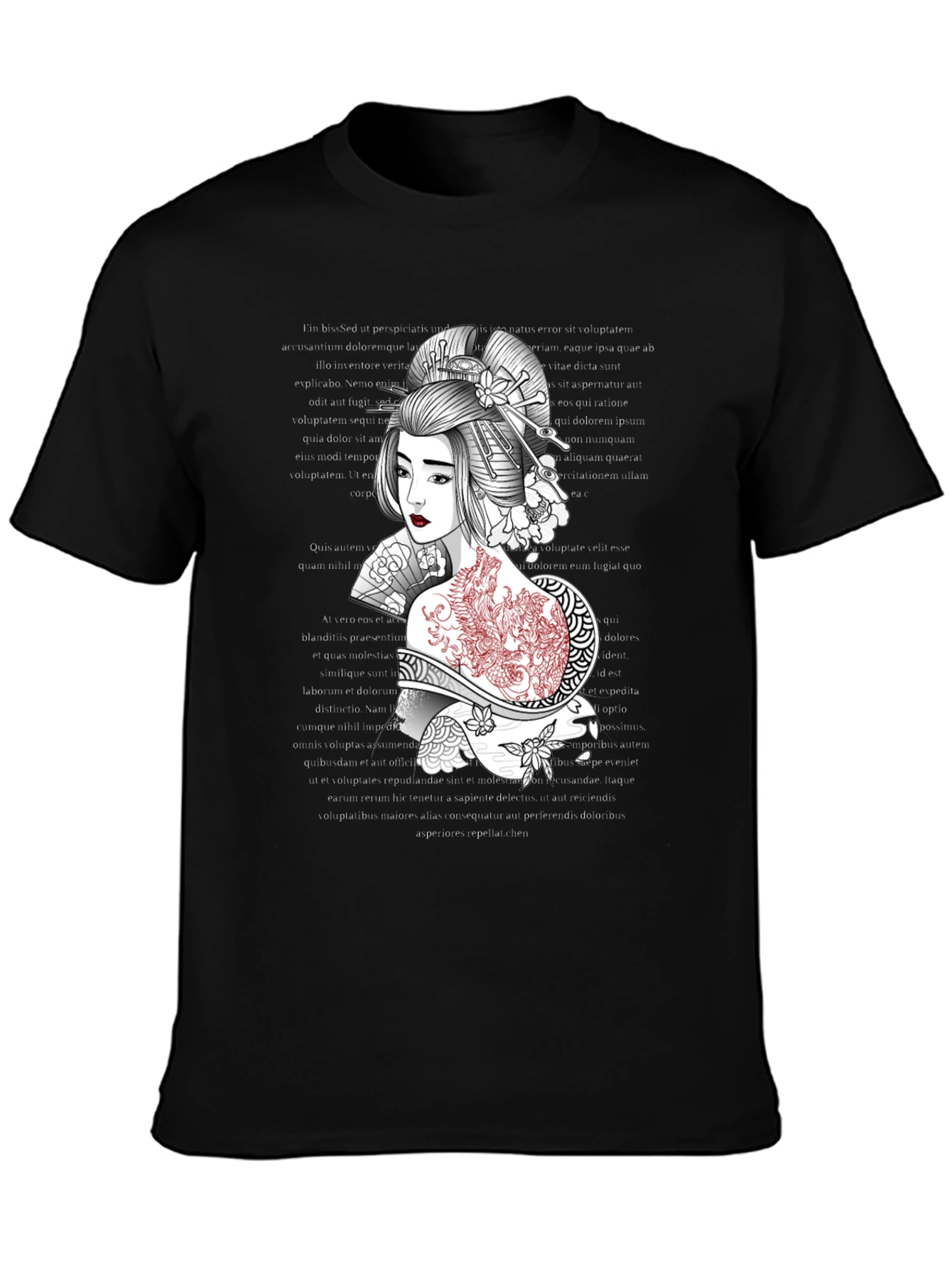 Black Geisha Graphic Tee: Artistic Style, Comfortable Fit view 3