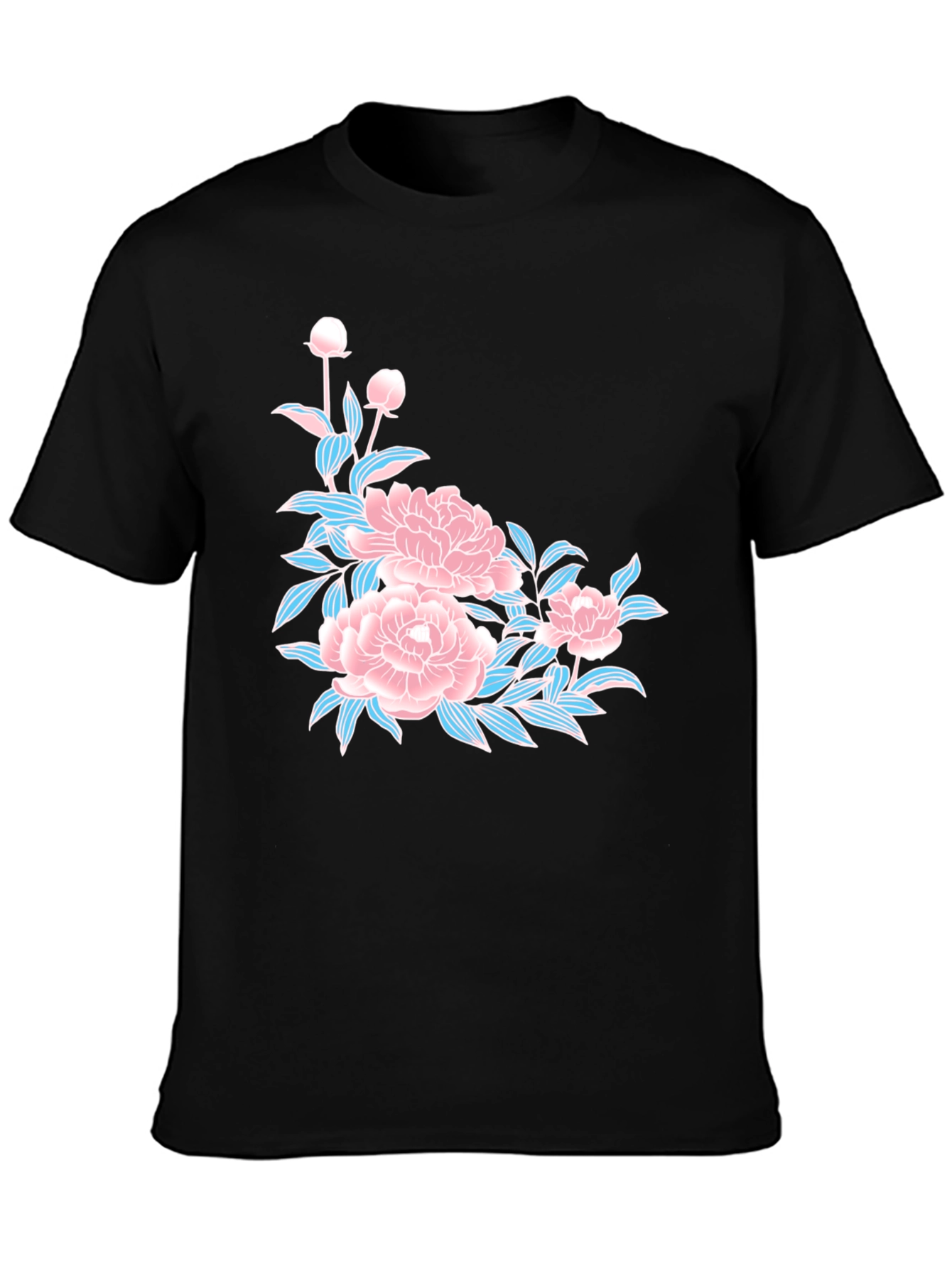 Black Floral Black T-Shirt view 3