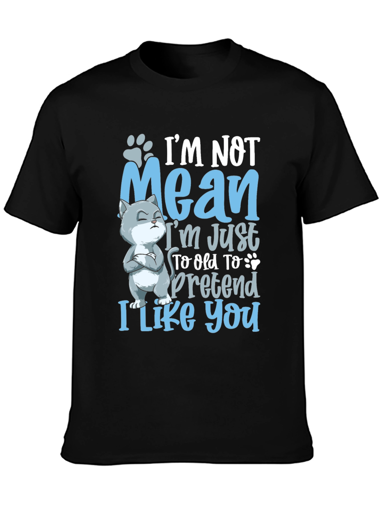 Black Funny Cat Graphic Tee: I'm Not Mean view 3