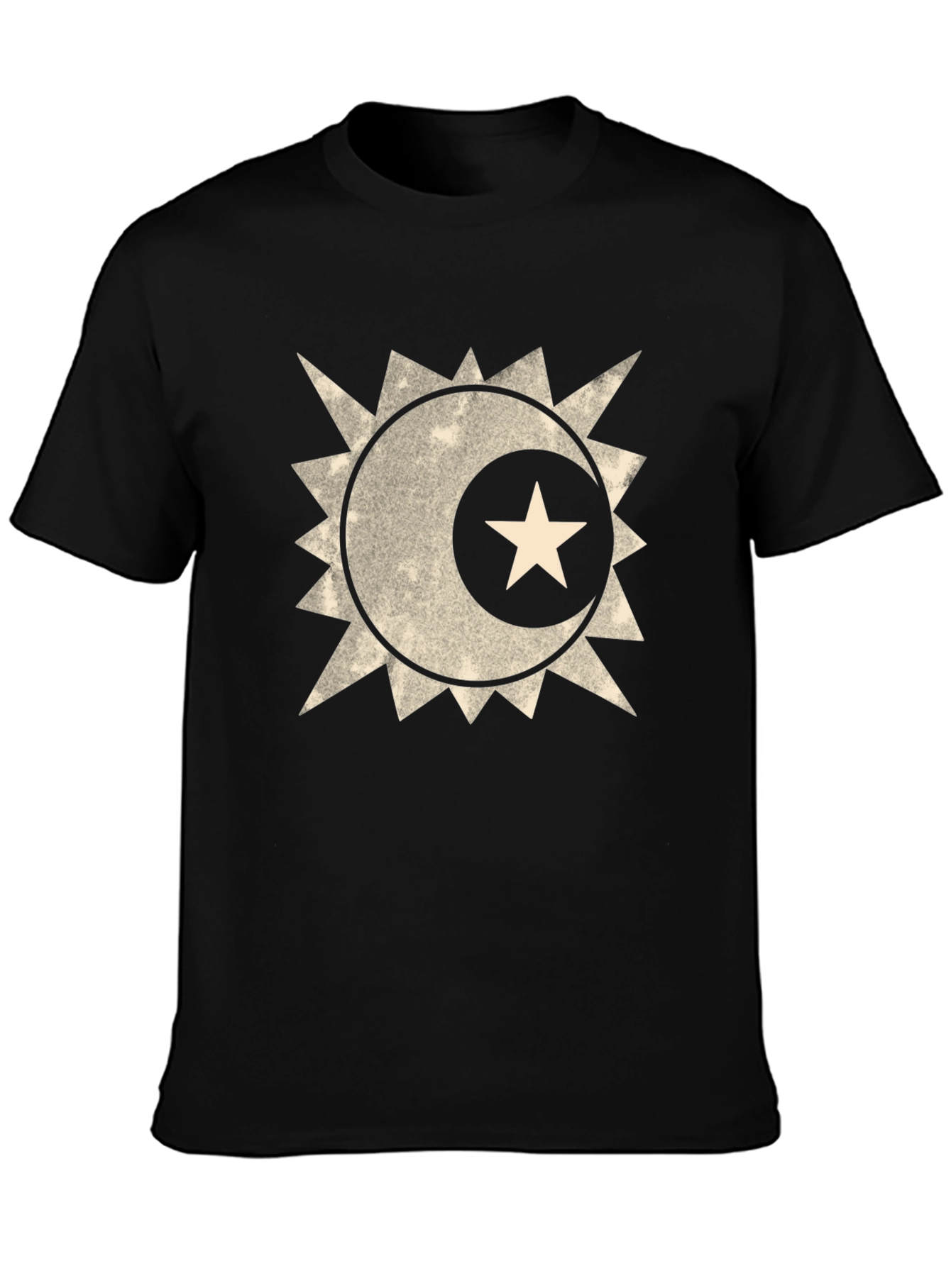 Black Crescent Starburst Graphic Black T-Shirt view 3