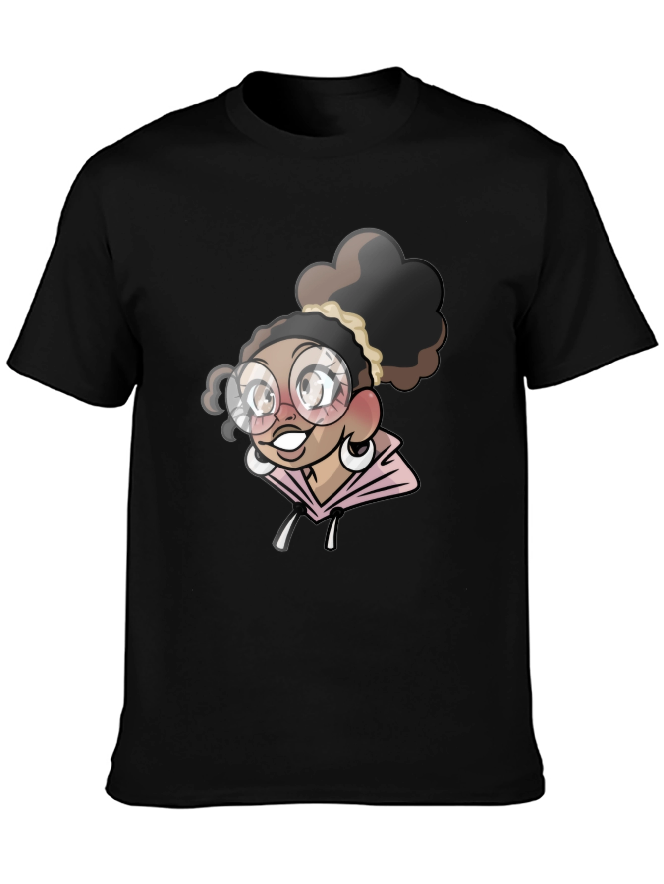 Black Cartoon Girl T-Shirt - Stylish Black Tee view 3