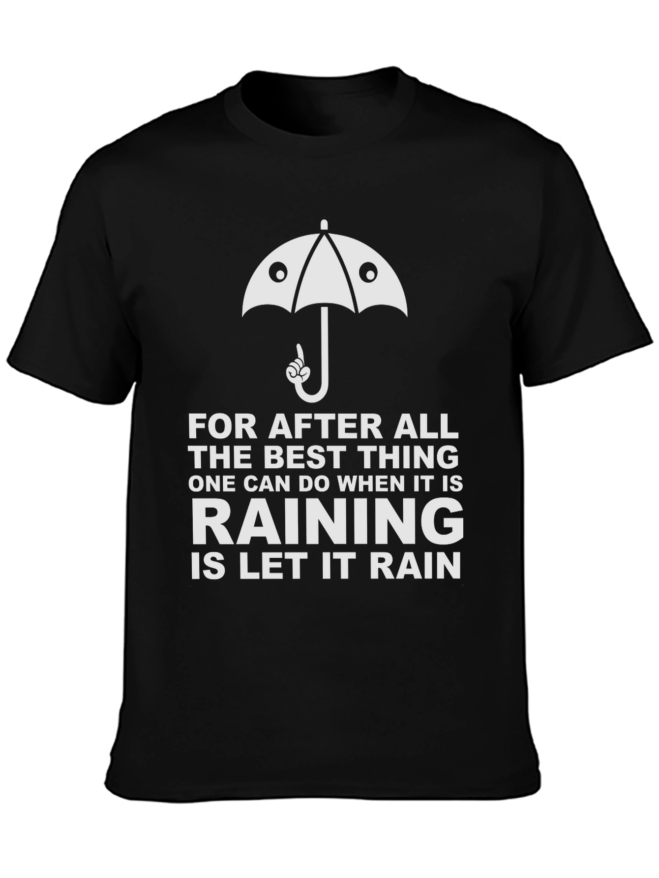 Black Funny Rainy Day Umbrella T-Shirt view 3