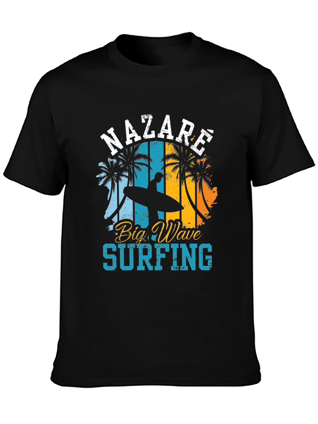 Black Nazare Big Wave Surfing Tee view 3