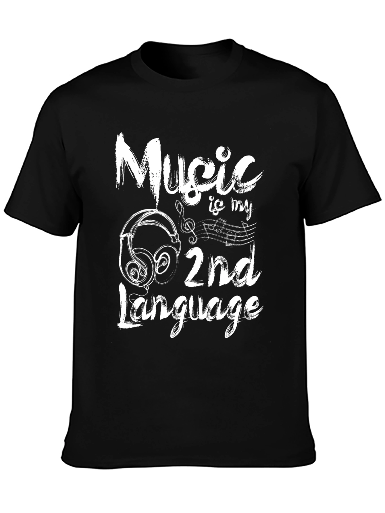 Black Music is My 2nd Language Black Graphic Tee view 3