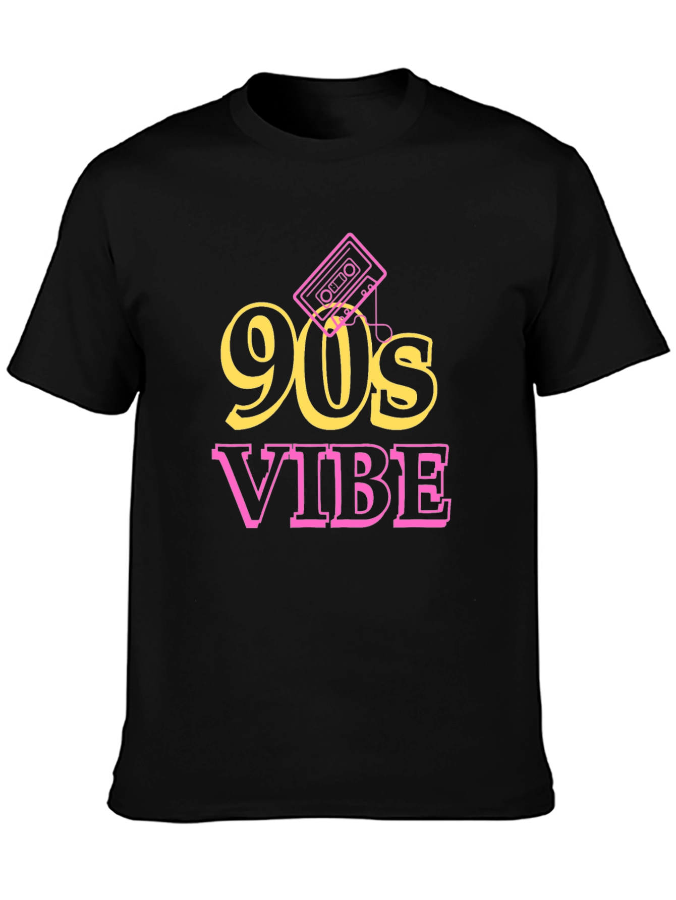 Black 90s Vibe Graphic Tee - Retro Style view 3