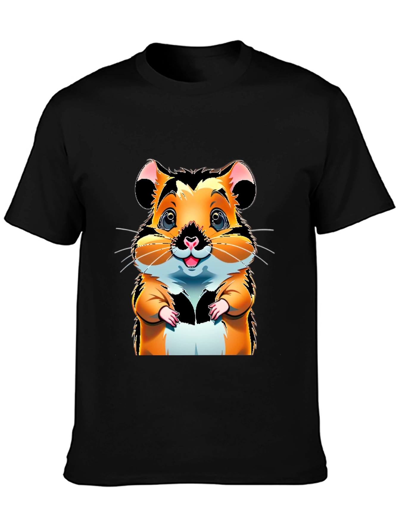 Black Cute Hamster Cartoon Graphic Tee view 3
