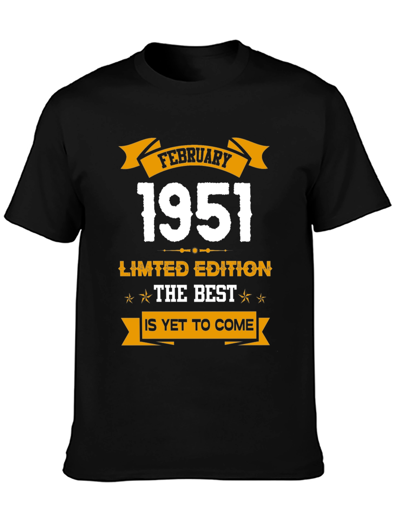 Black February 1951 Limited Edition Birthday T-Shirt view 3