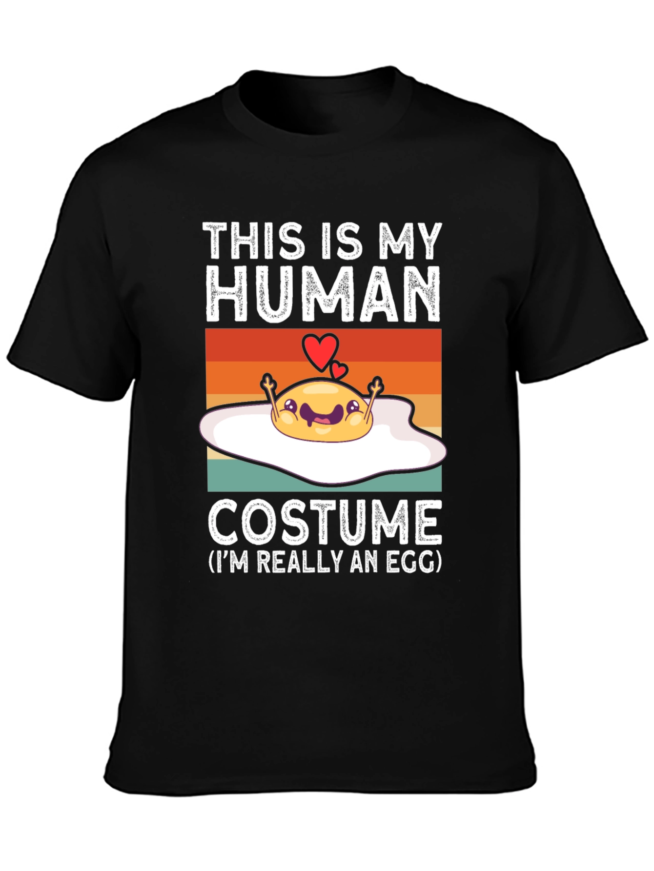 Black This Is My Human Costume T-Shirt - Funny Egg Graphic Tee view 3
