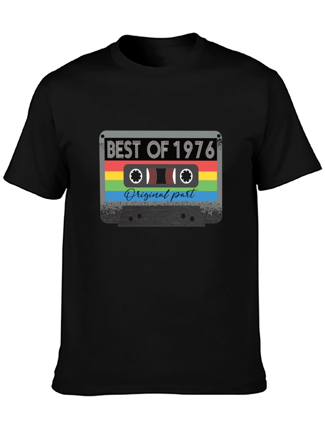 Black Best of 1976 Cassette Tape Graphic T-Shirt view 3