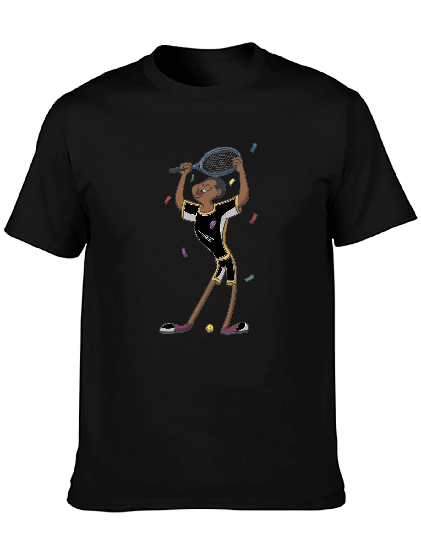 Black Tennis Player Graphic T-Shirt - Black Cotton Tee view 3
