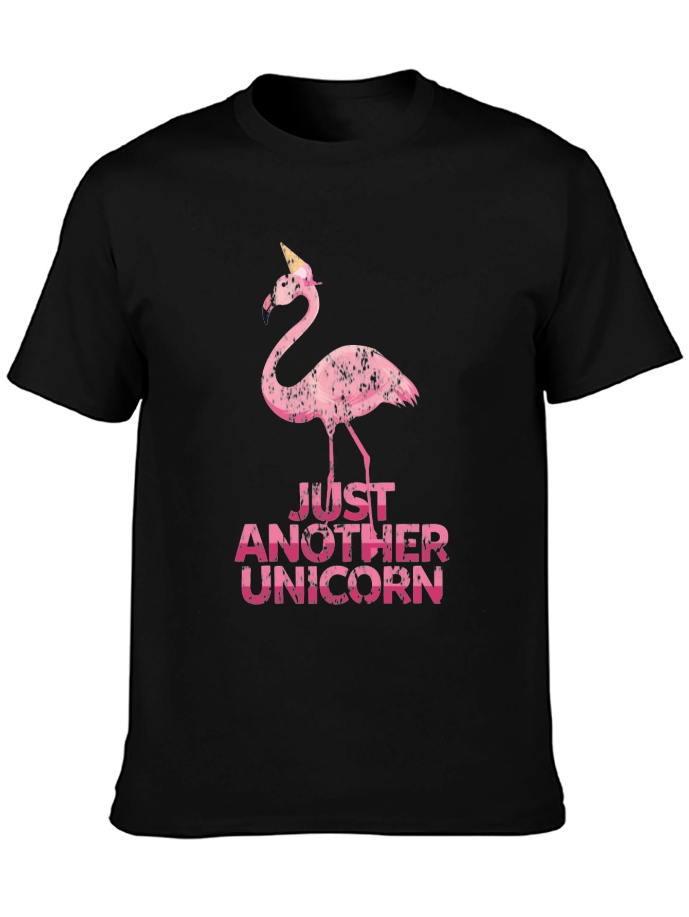 Black Funny Flamingo Unicorn Graphic Tee view 3
