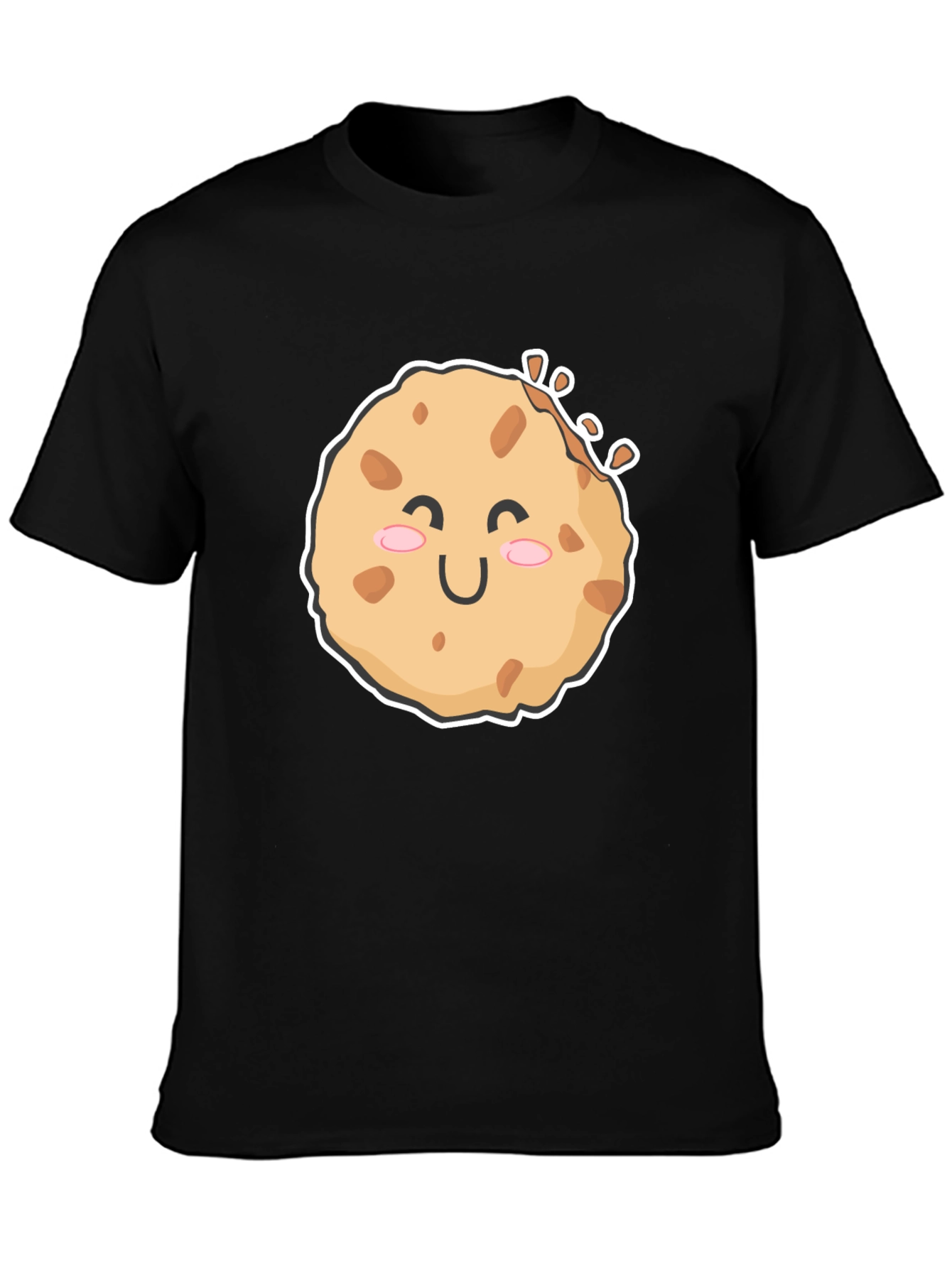 Black Cute Cookie Graphic Black T-Shirt view 3