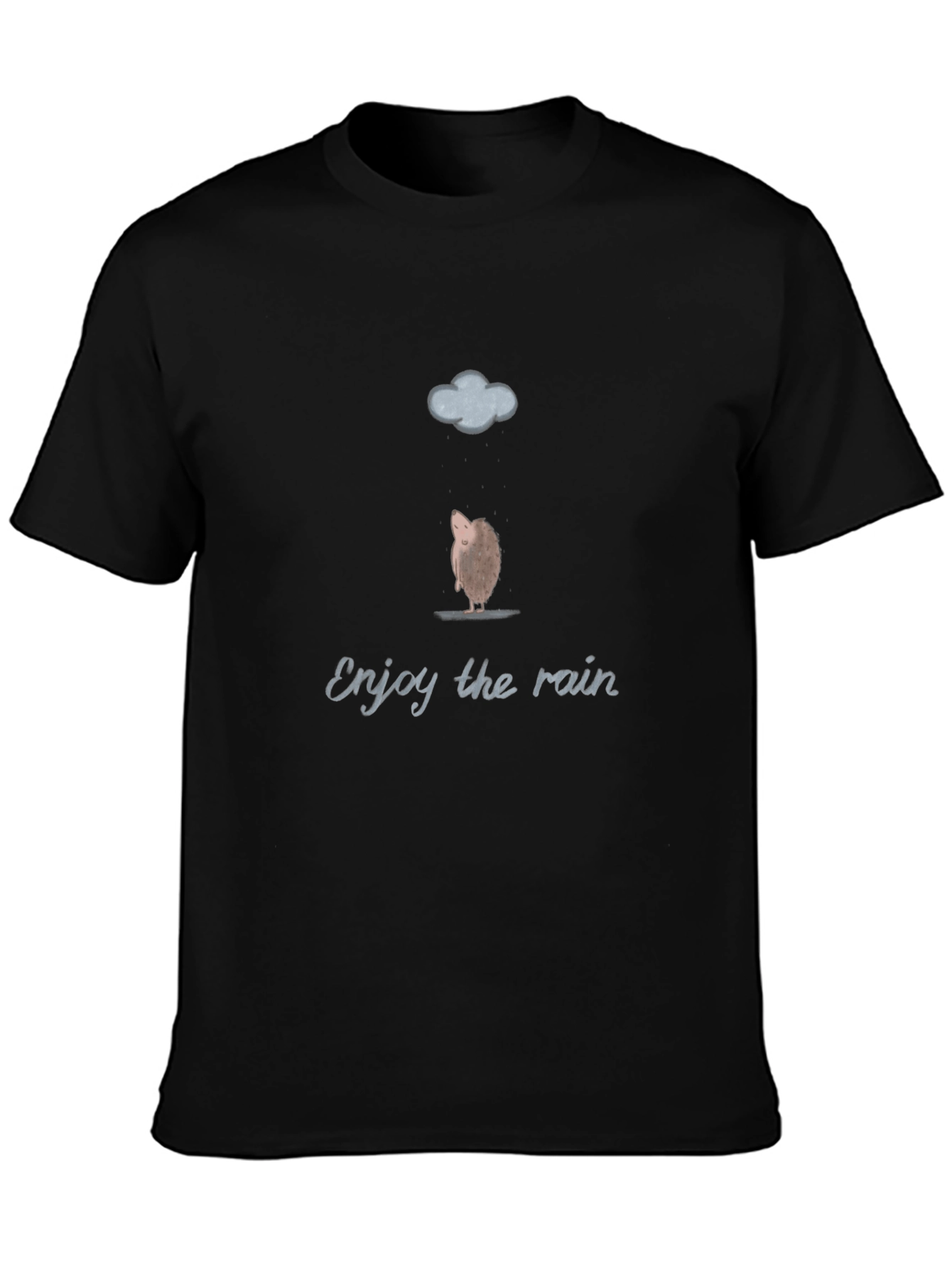 Black Enjoy the Rain Hedgehog Graphic Tee view 3