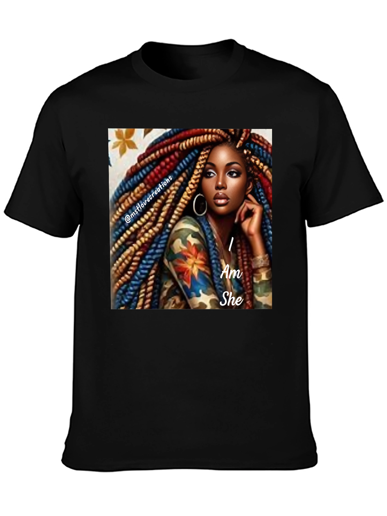 Black I Am She Graphic Tee - Black Cotton Blend view 3