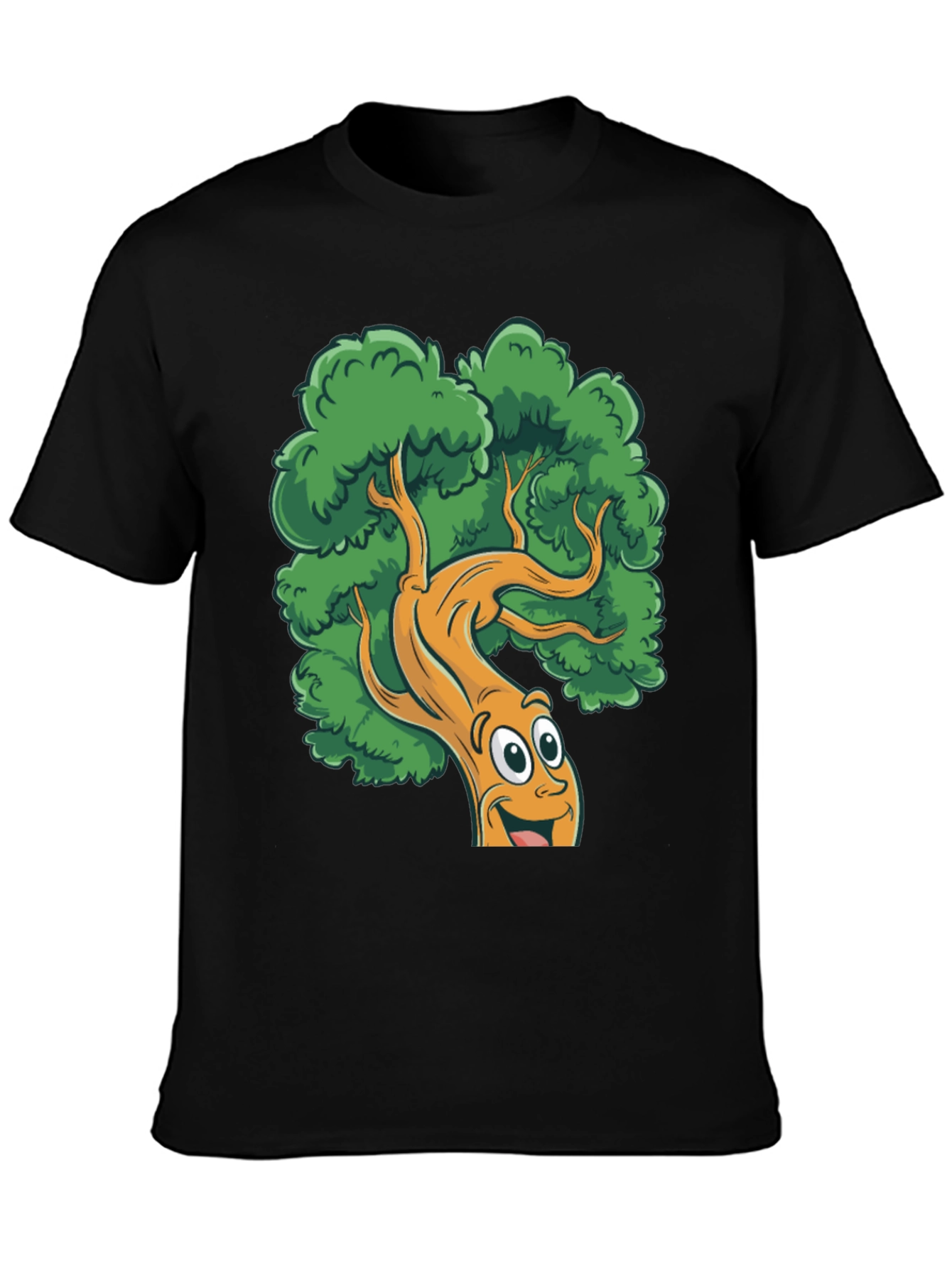Black Cartoon Tree Black T-Shirt view 3