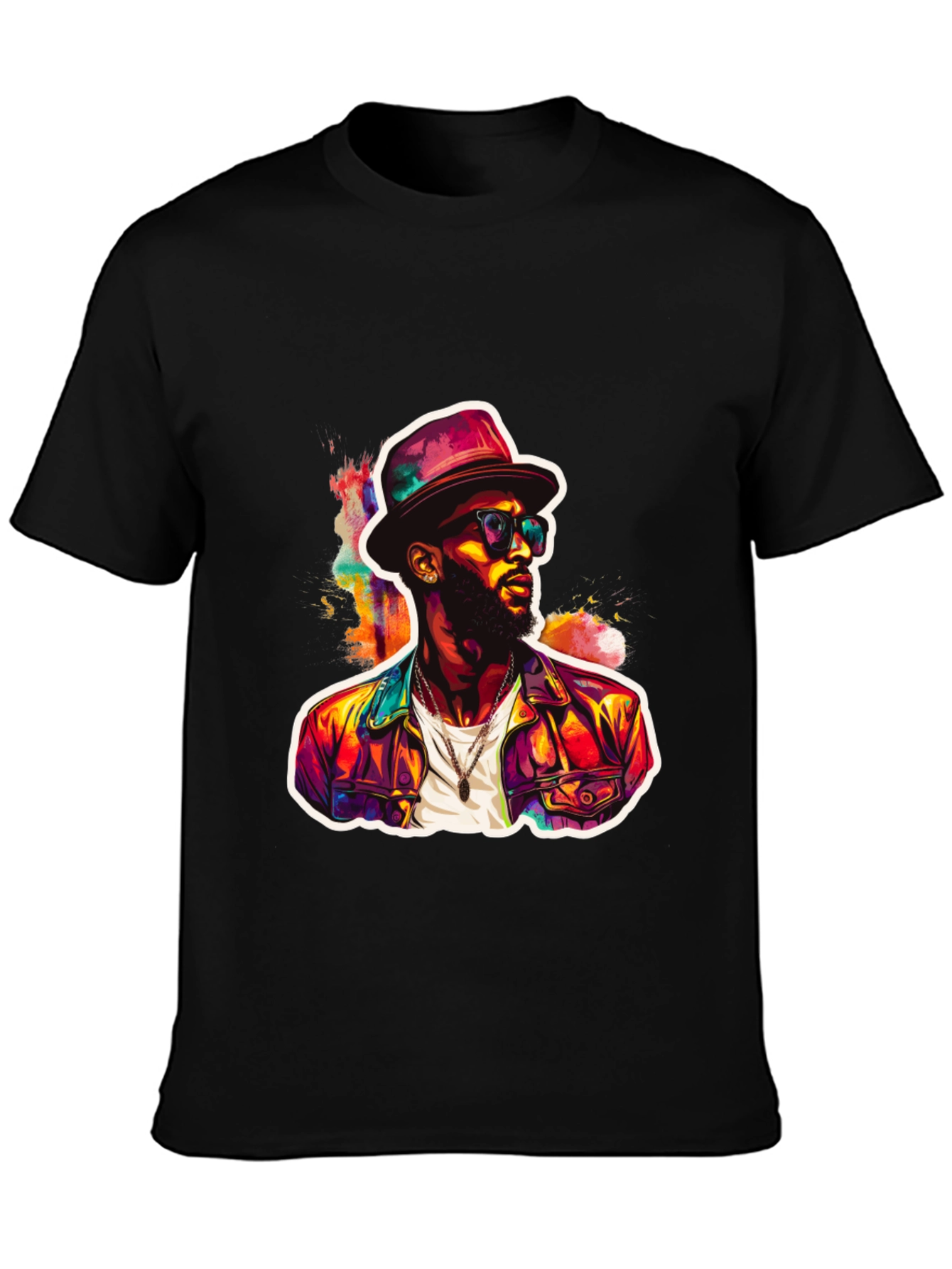 Black Cool Man Portrait Graphic Tee view 3