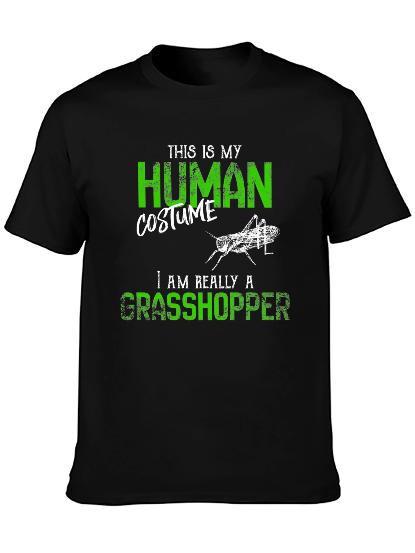 Black Human Costume Grasshopper Graphic Tee view 3