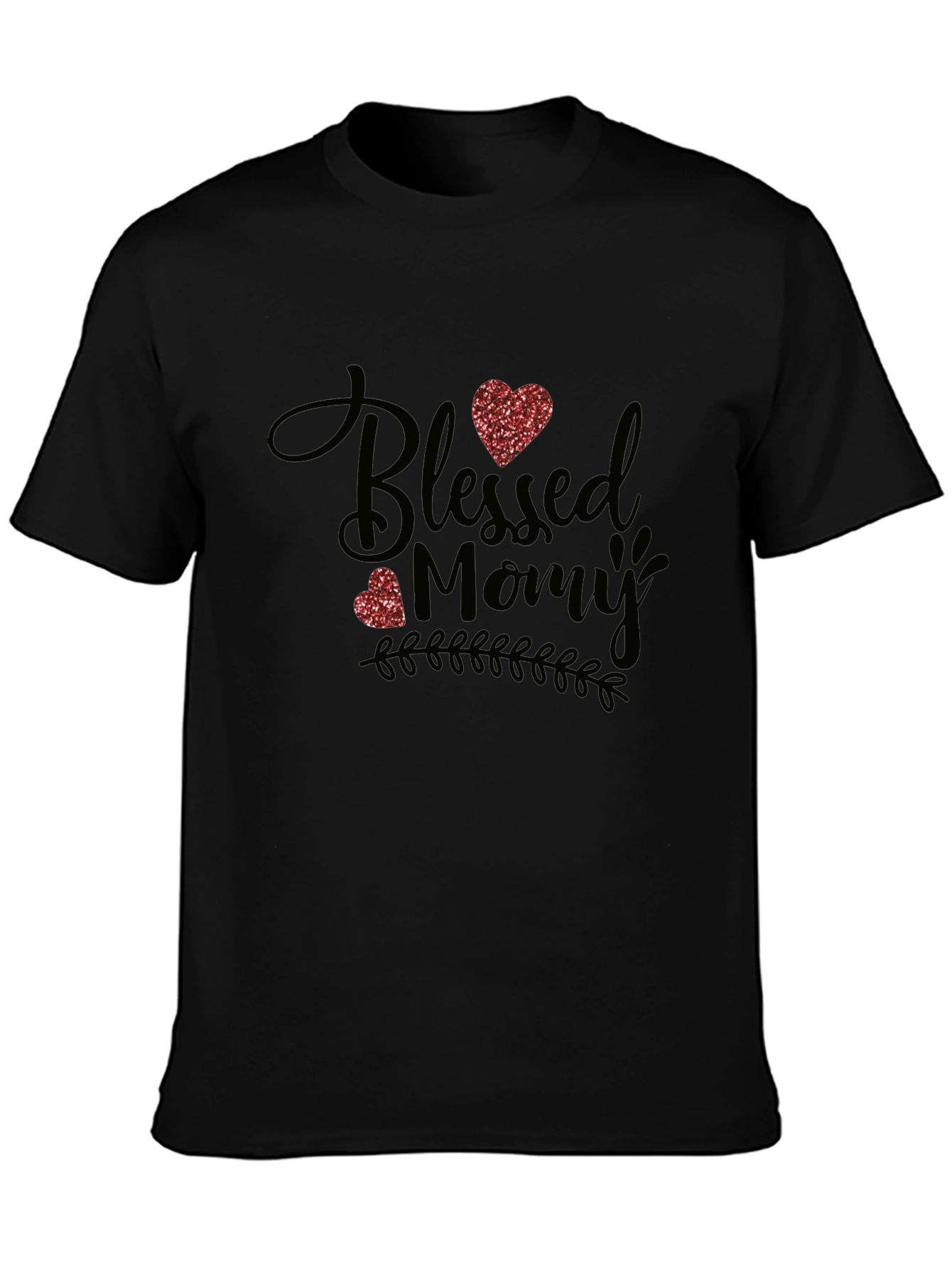 Black Blessed Mommy T-Shirt - Cute Mother's Day Tee view 3