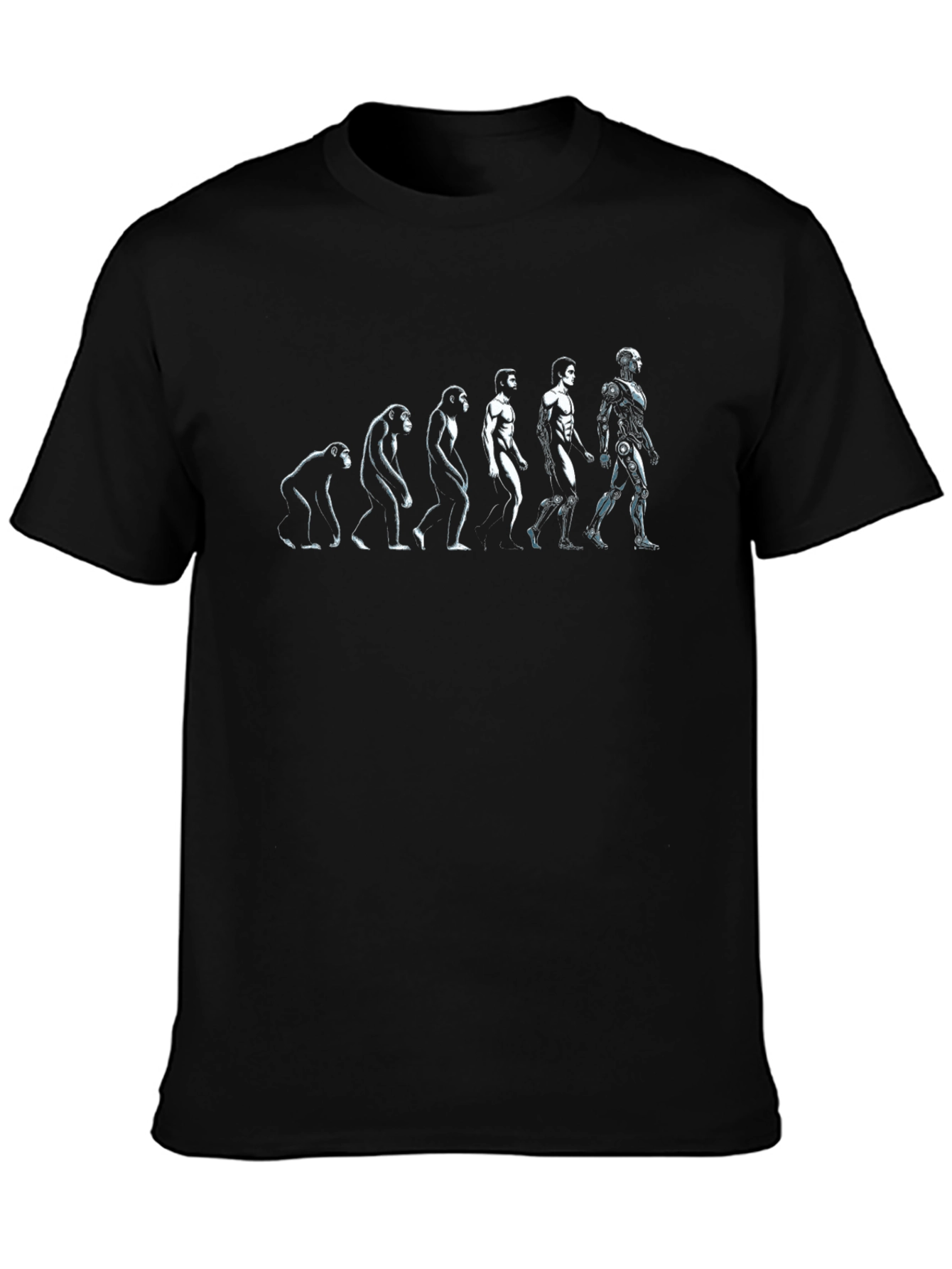 Black Evolution to Robot Black Graphic T-Shirt view 3