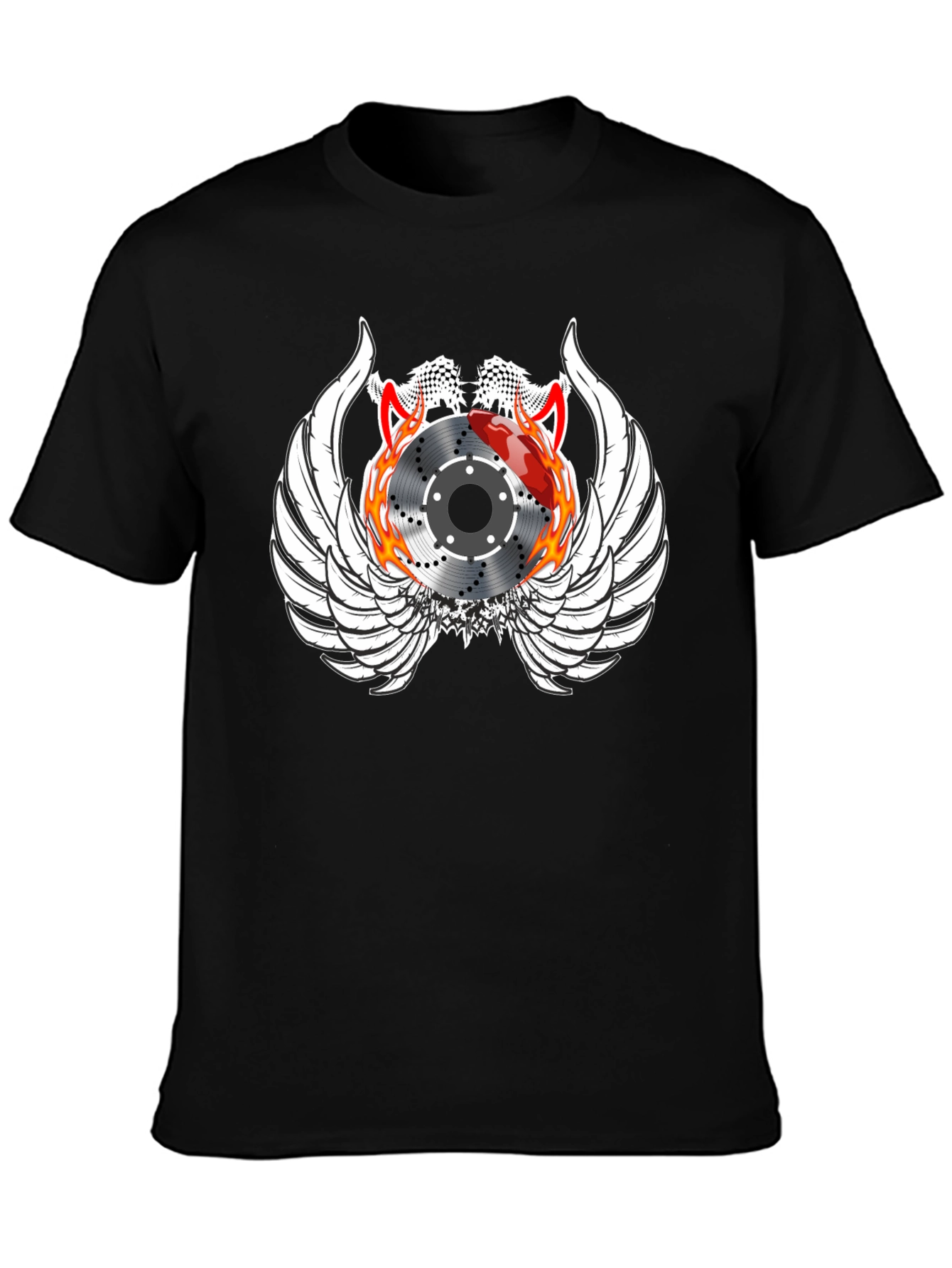 Black Racing Brake Disc Winged Graphic Tee view 3