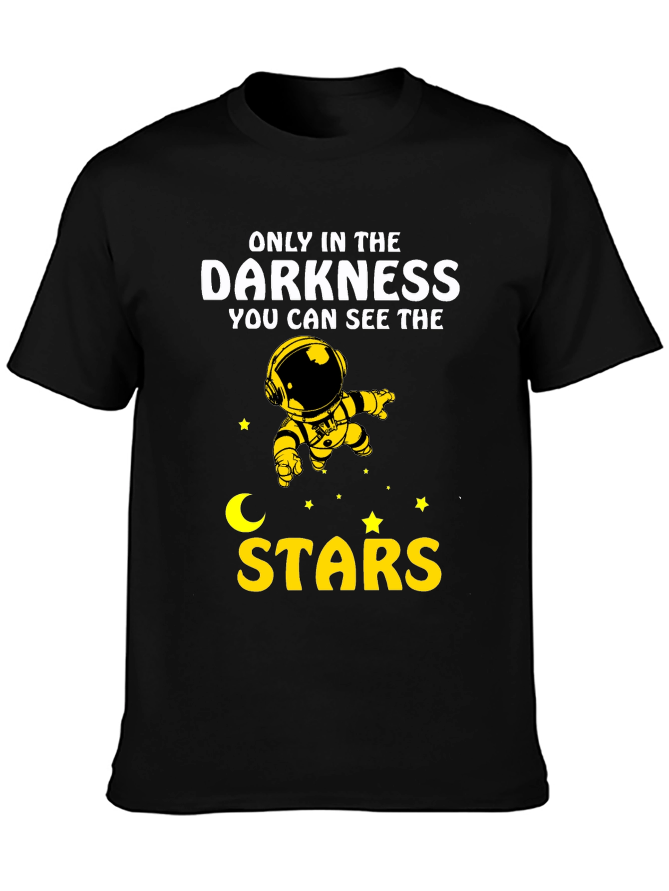 Black Darkness Stars Graphic T-Shirt - Astronaut Design view 3