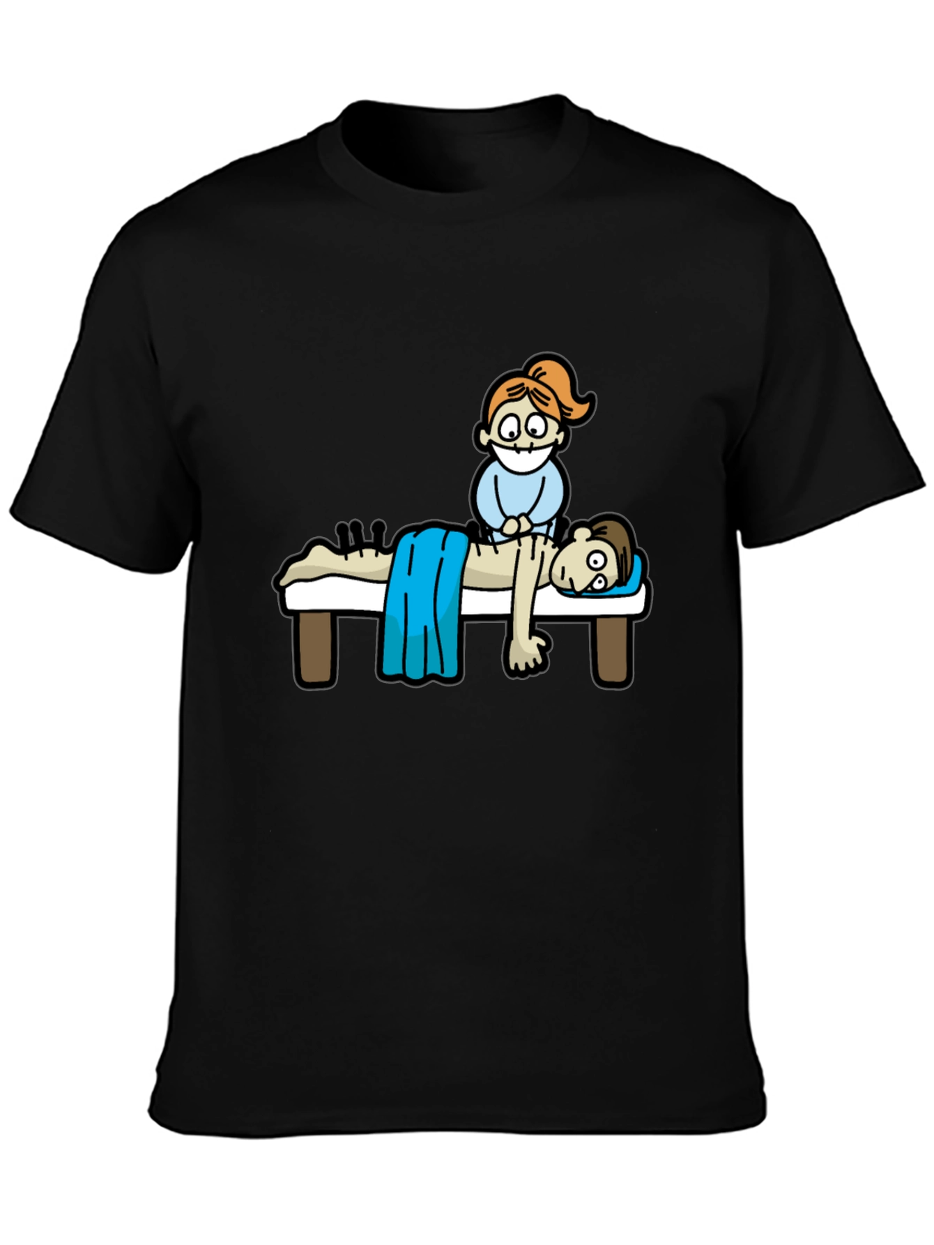 Black Acupuncture Cartoon T-Shirt view 3
