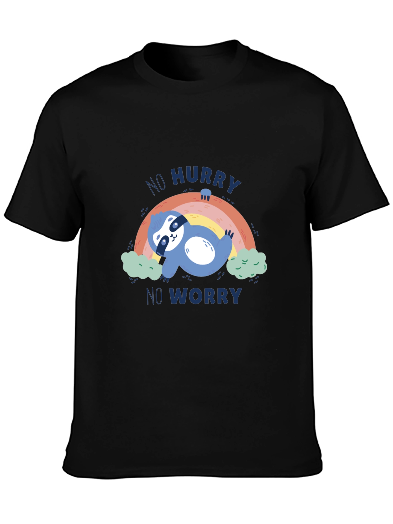 Black No Hurry No Worry Sloth Graphic Tee - Relaxed Fit view 3