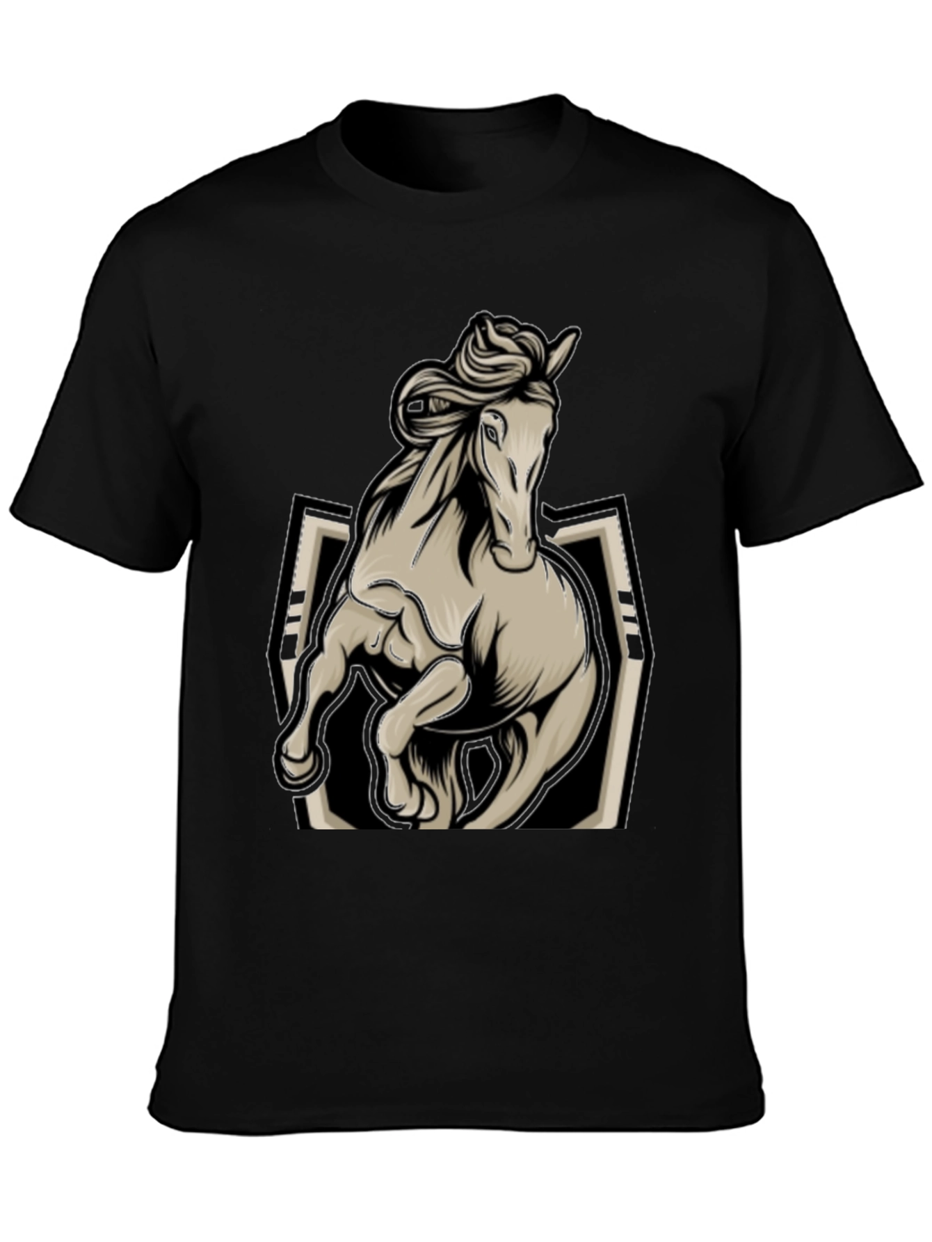 Black Horse Graphic Tee - Stylish Black Men's T-Shirt view 3